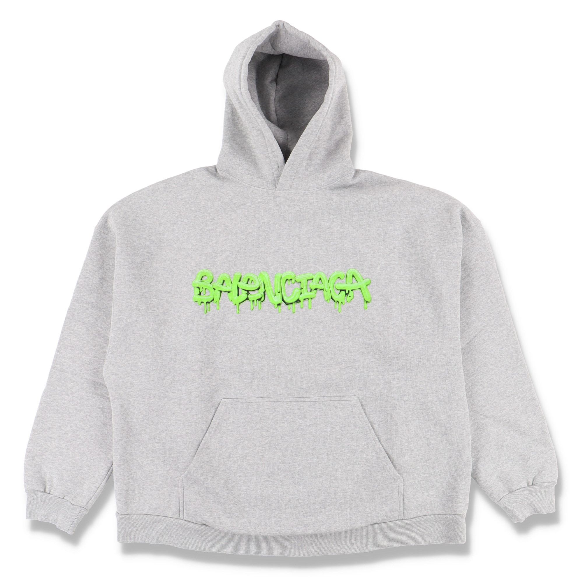 image of Balenciaga Grey Slime Logo Hoodie, Men's (Size Small)