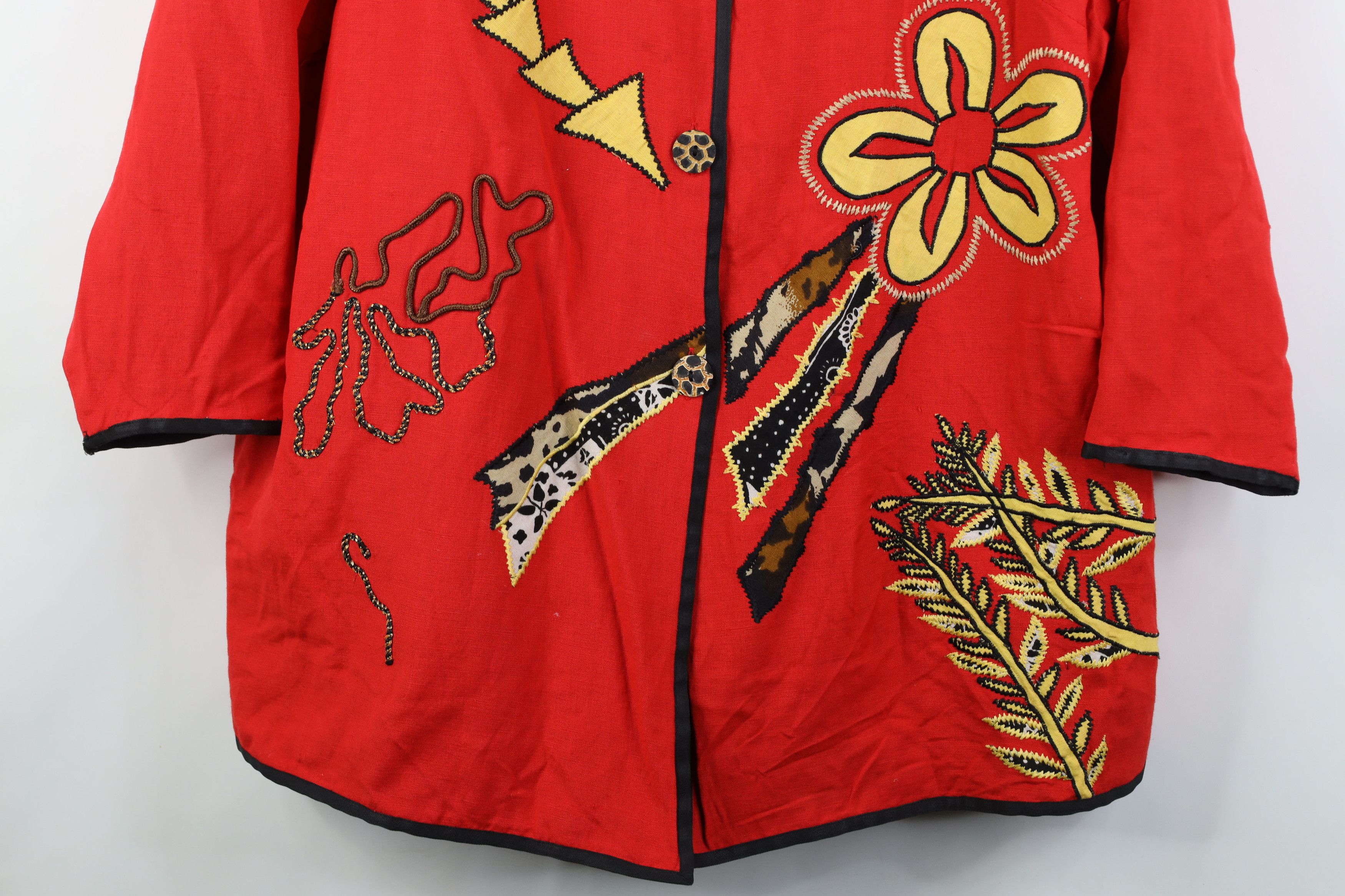 Vintage Vintage 90s Streetwear Abstract Art Flower Blazer Jacket Size XL / US 12-14 / IT 48-50 - 3 Thumbnail