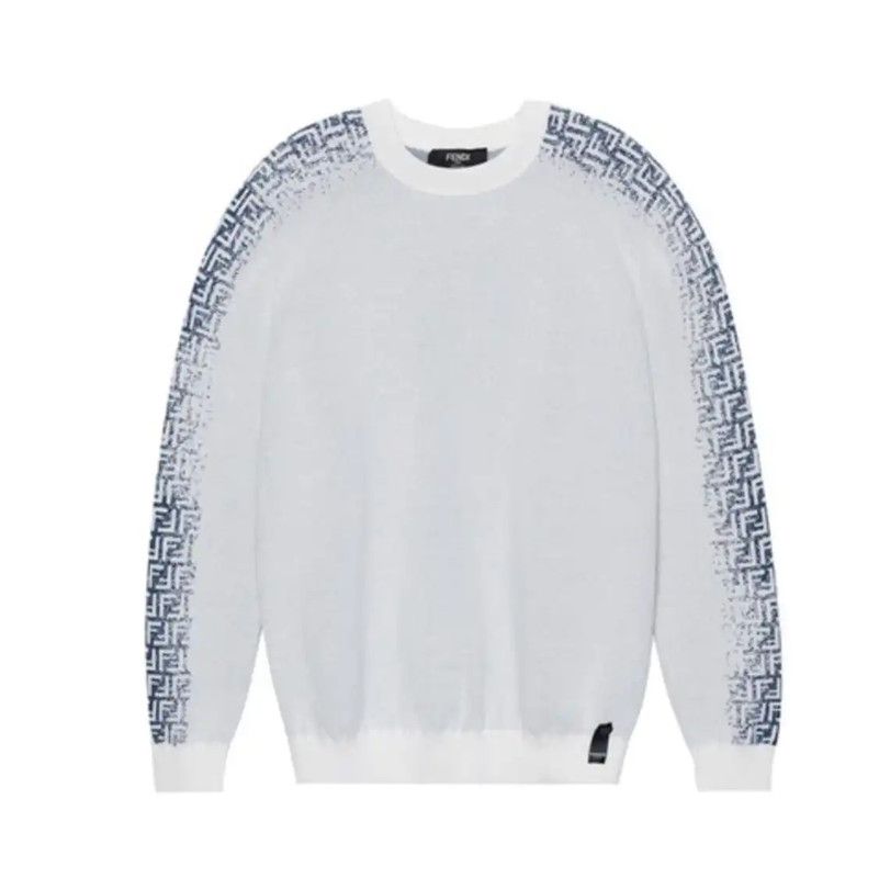 Fendi Fendi XL White Long Sleeve Knit Sweater 0089 Size US XL / EU 56 / 4 - 1 Thumbnail