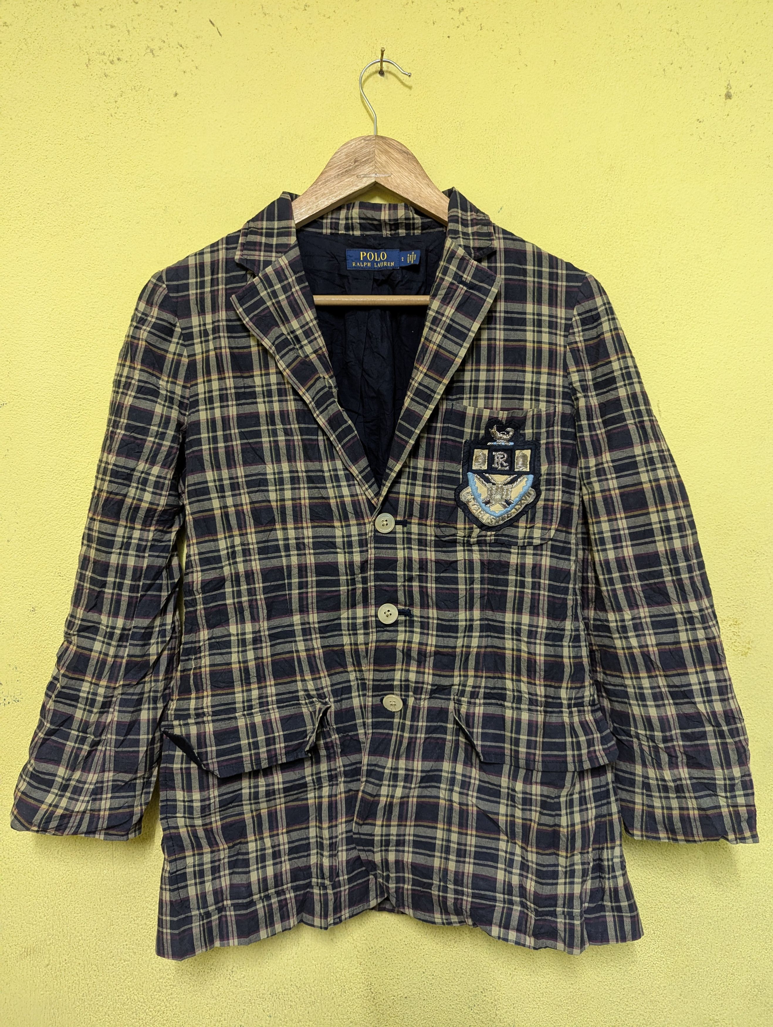Polo Ralph Lauren Polo Ralph Lauren Blazer Navy Plaid Crest Lined Size XS / US 0-2 / IT 36-38 - 1 Thumbnail