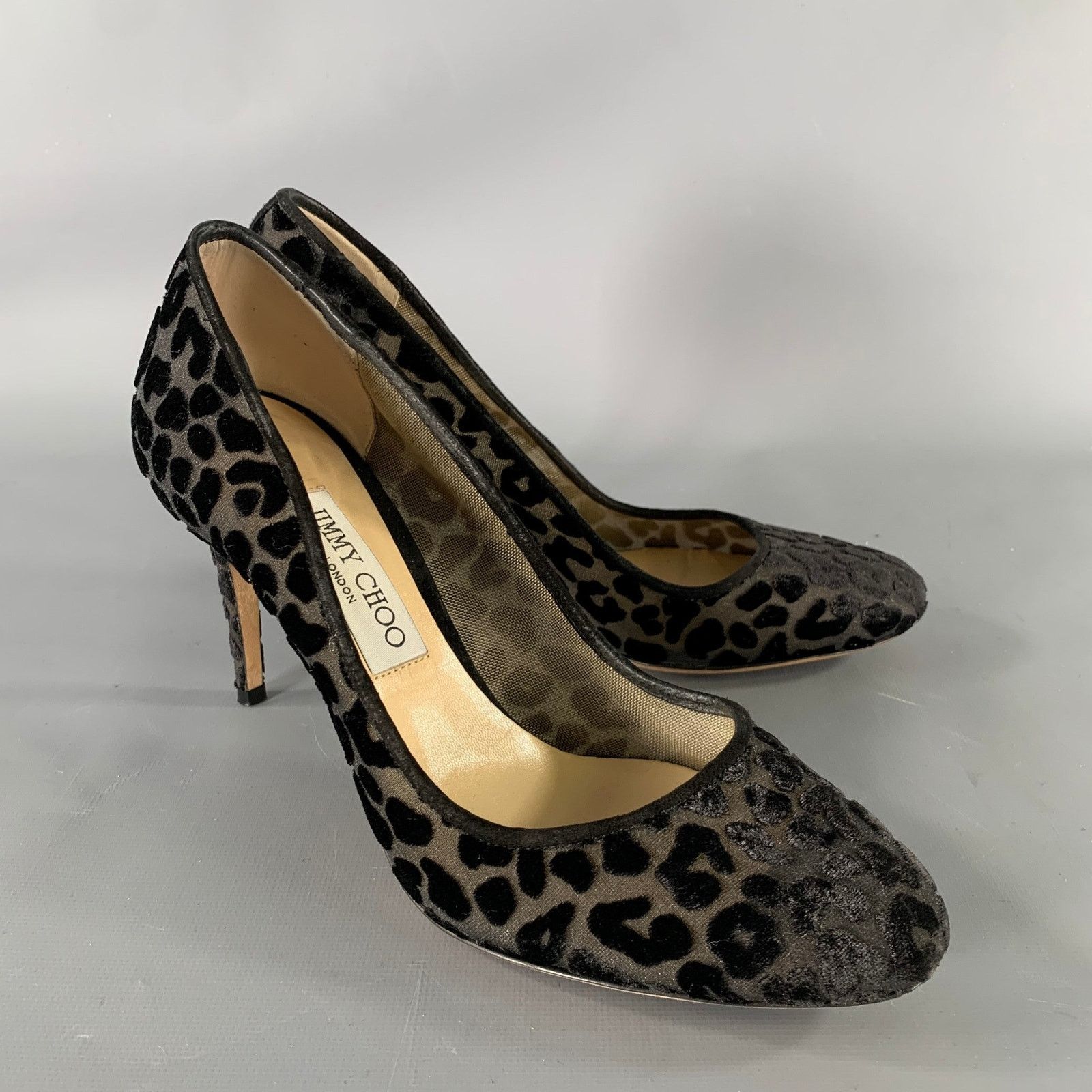 Jimmy Choo JIMMY CHOO Size 9 Black Devore Leopard Round Toe Pumps Size US 9 / IT 39 - 1 Thumbnail