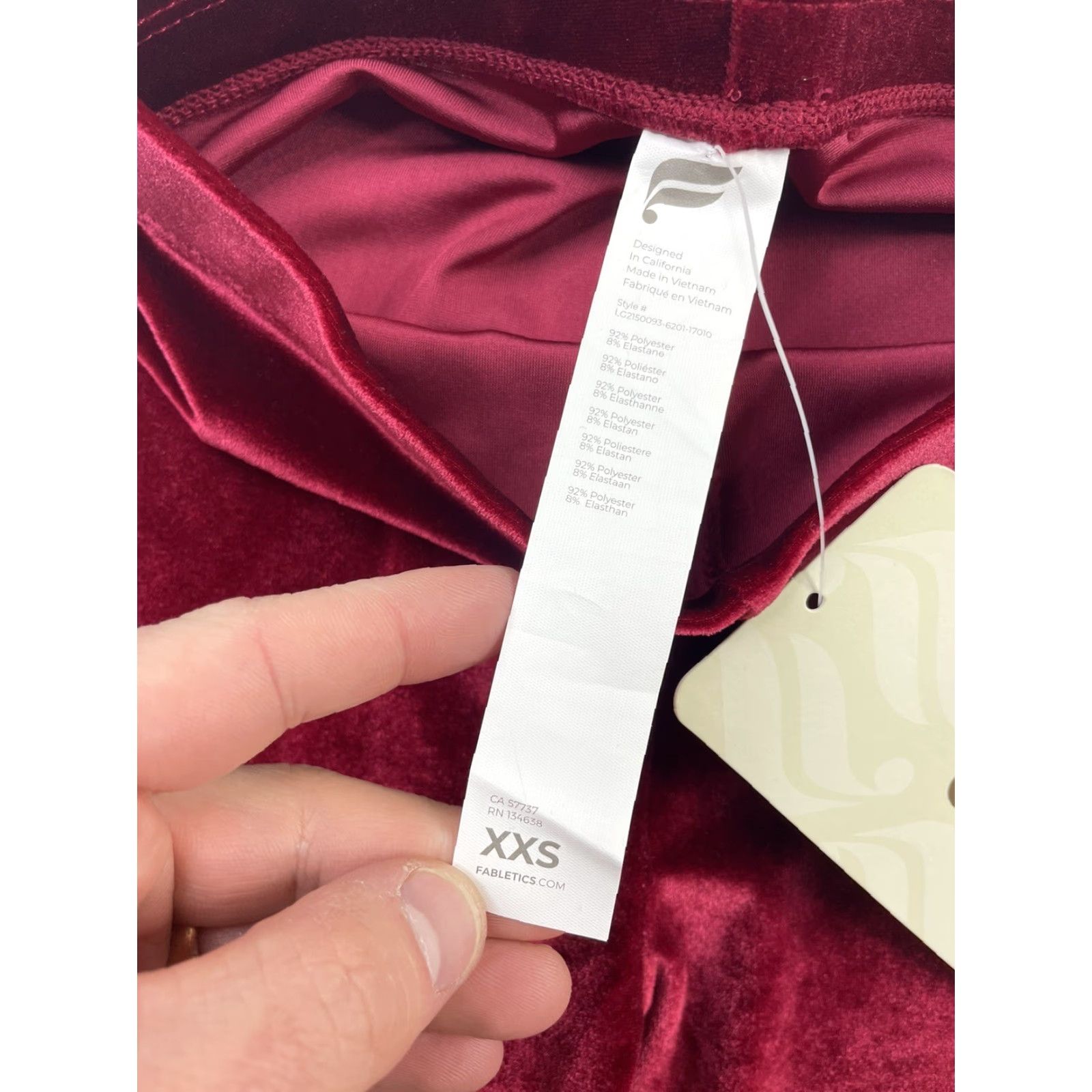 Fabletics NWT Fabletics Emma Velour Leggings Red Cherry Burst Womens XXS Holiday Size 24" / US 00 / IT 34 - 5 Thumbnail
