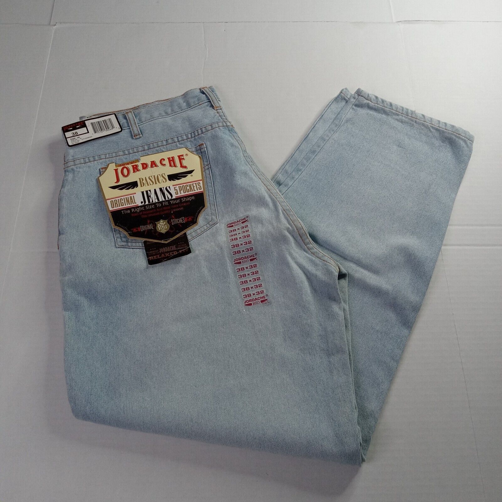 Jordache Jordache Basics Jeans Mens 38x32 Relaxed Fit Light Wash Blue Size US 38 / EU 54 - 1 Thumbnail