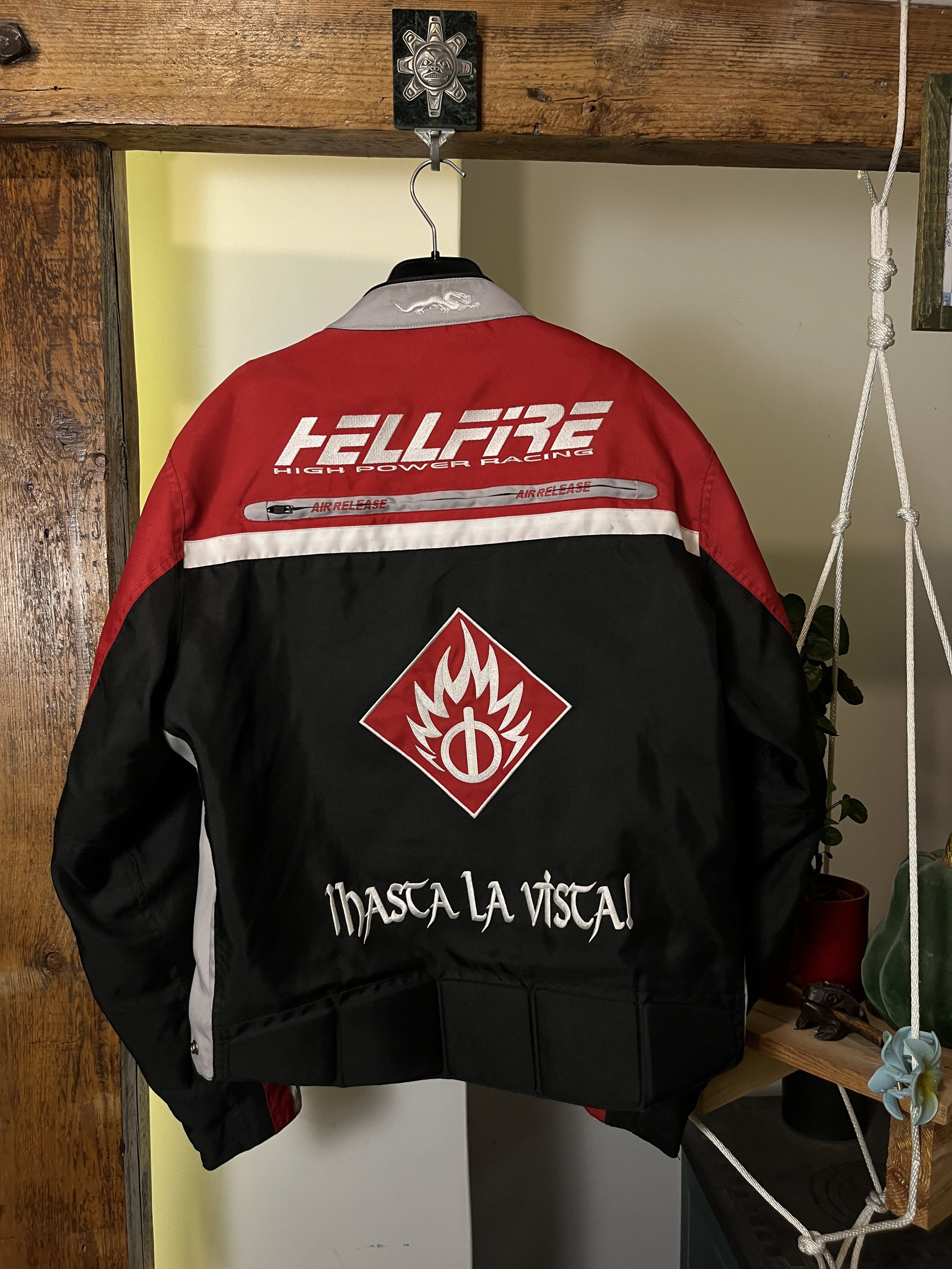 Vintage 90s Hell Fire Racing Jacket Hasta La Vista Nascar Jacket Size US XL / EU 56 / 4 - 2 Thumbnail