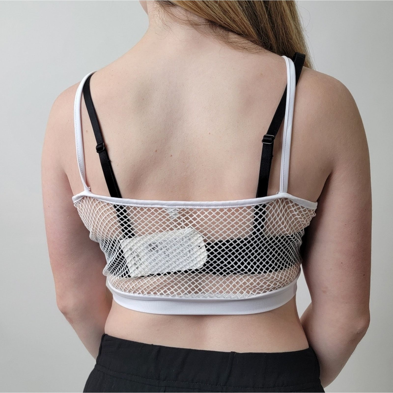 Designer White fishnet crop tank top sheer mesh rave yoga Size M / US 6-8 / IT 42-44 - 5 Thumbnail