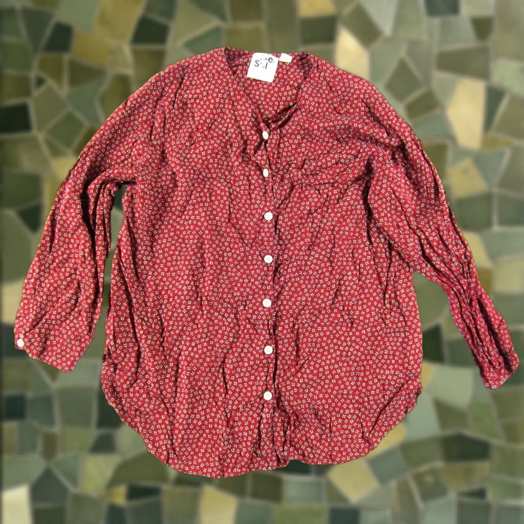 Liz Claiborne VTG Liz Claiborne Shirt 18 Red Floral Blouse 3/4 Sleeve V-Neck Tunic Womens Mens Size XXL / US 16-18 / IT 52-54 - 1 Thumbnail