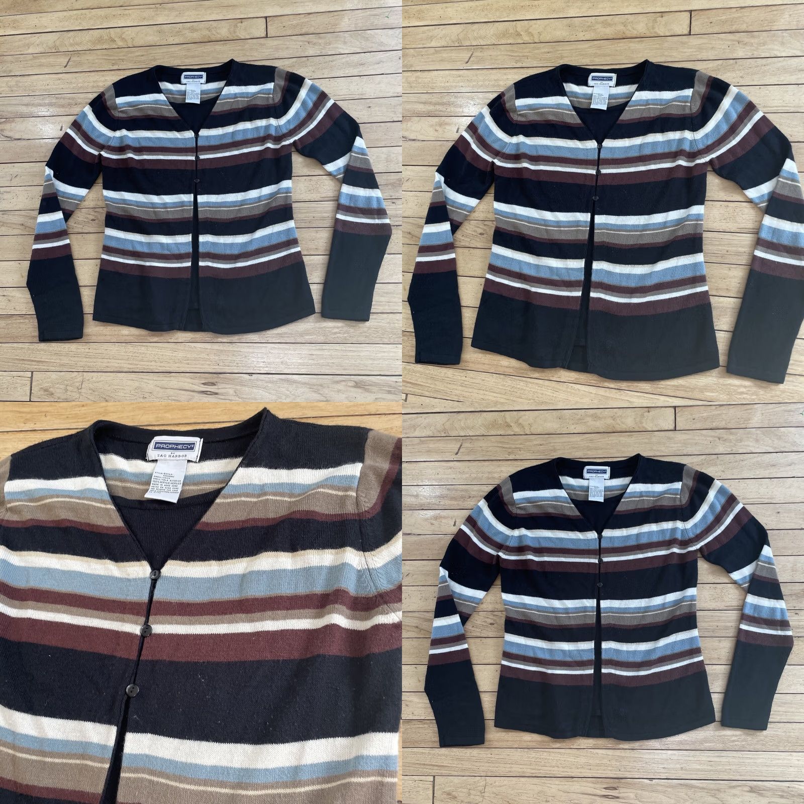 Vintage PROPHECY by SAG HARBOR Cardigan Women S Stripe Y2k Academia Button Knit Sweater Size S / US 4 / IT 40 - 10 Thumbnail