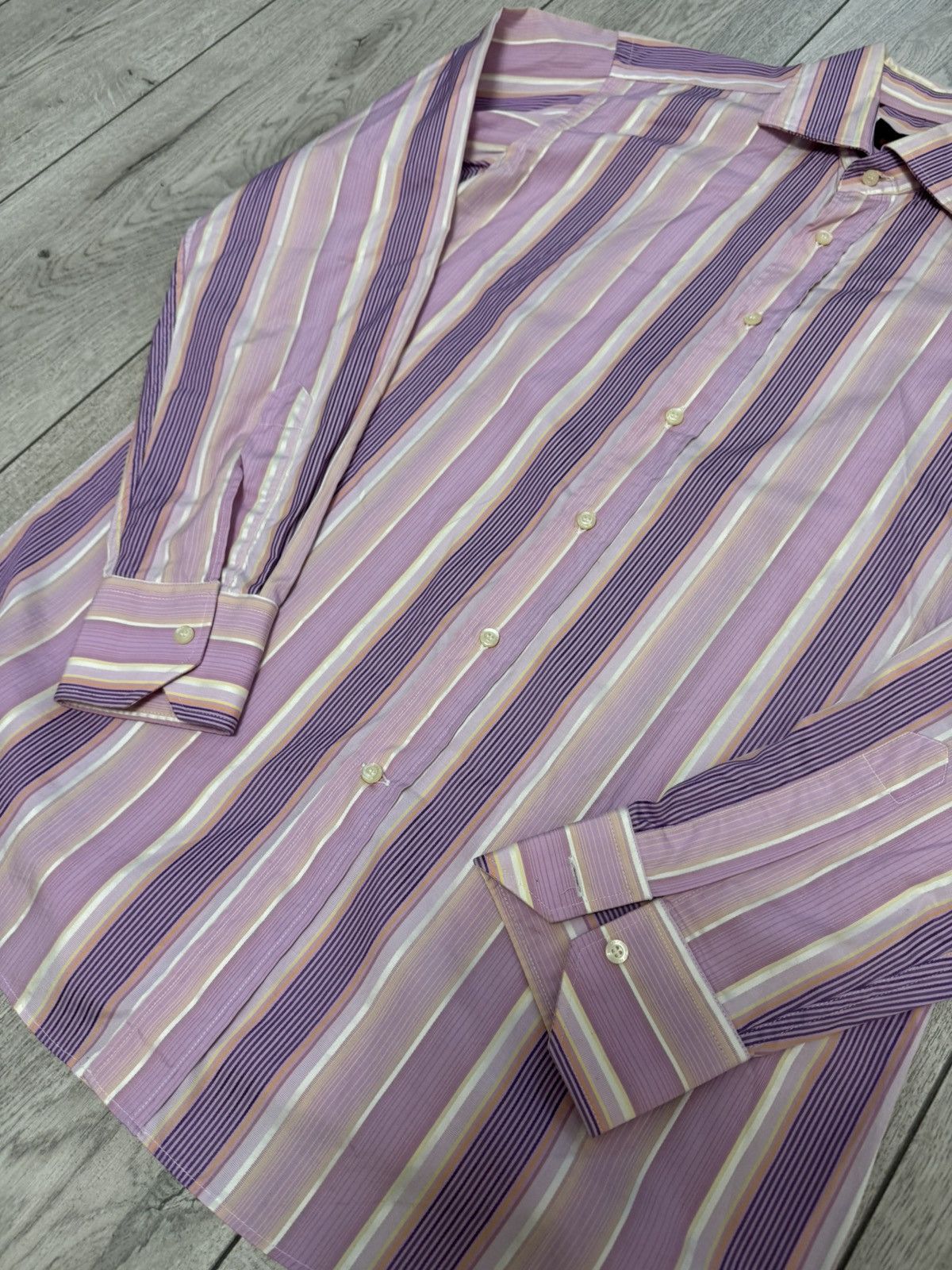 Etro Etro men’s long sleeve button up striped shirt size 39 pink Size US S / EU 44-46 / 1 - 3 Thumbnail