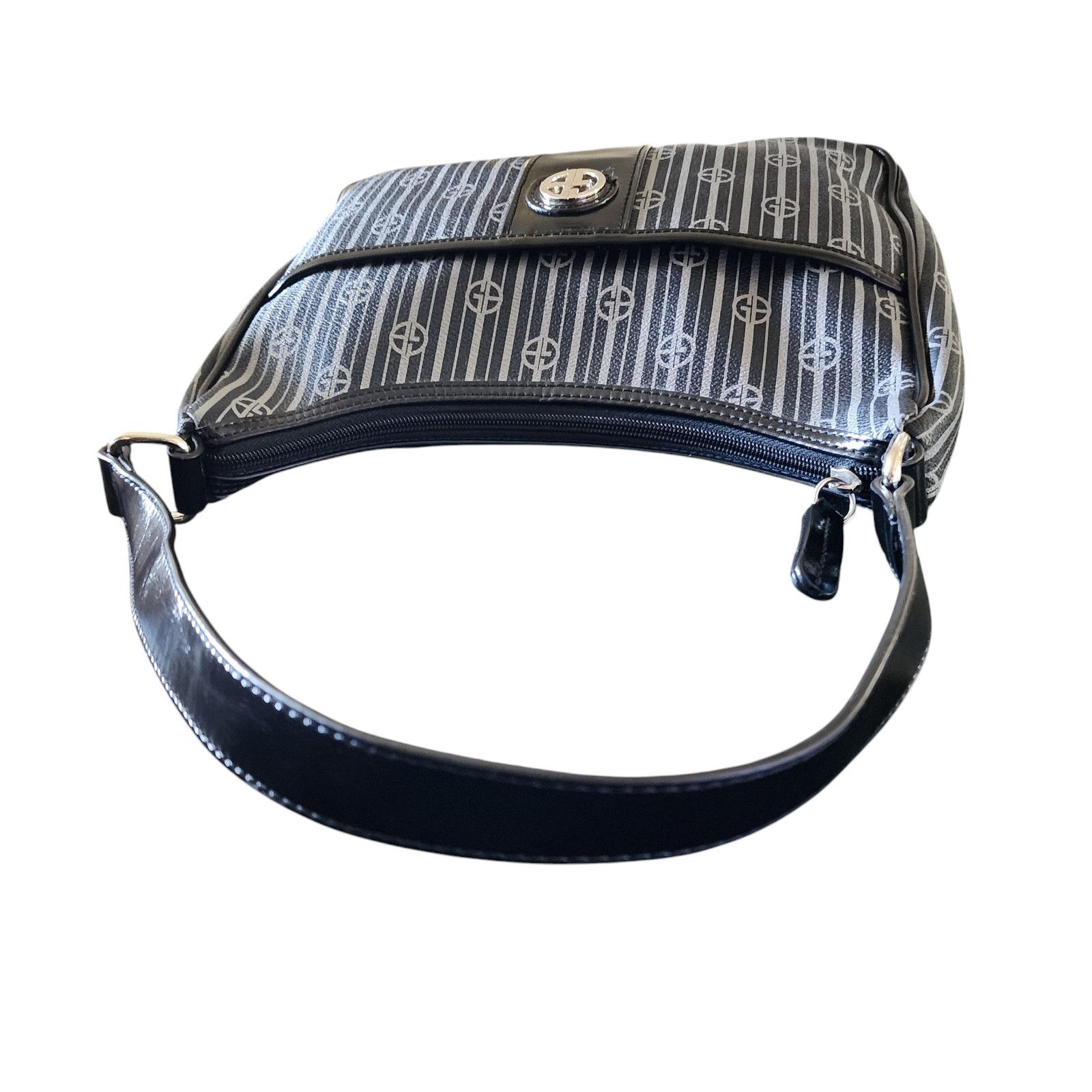 Giani Bernini Giani Bernini faux leather Black & Gray stripes shoulder bag Size ONE SIZE - 8 Thumbnail