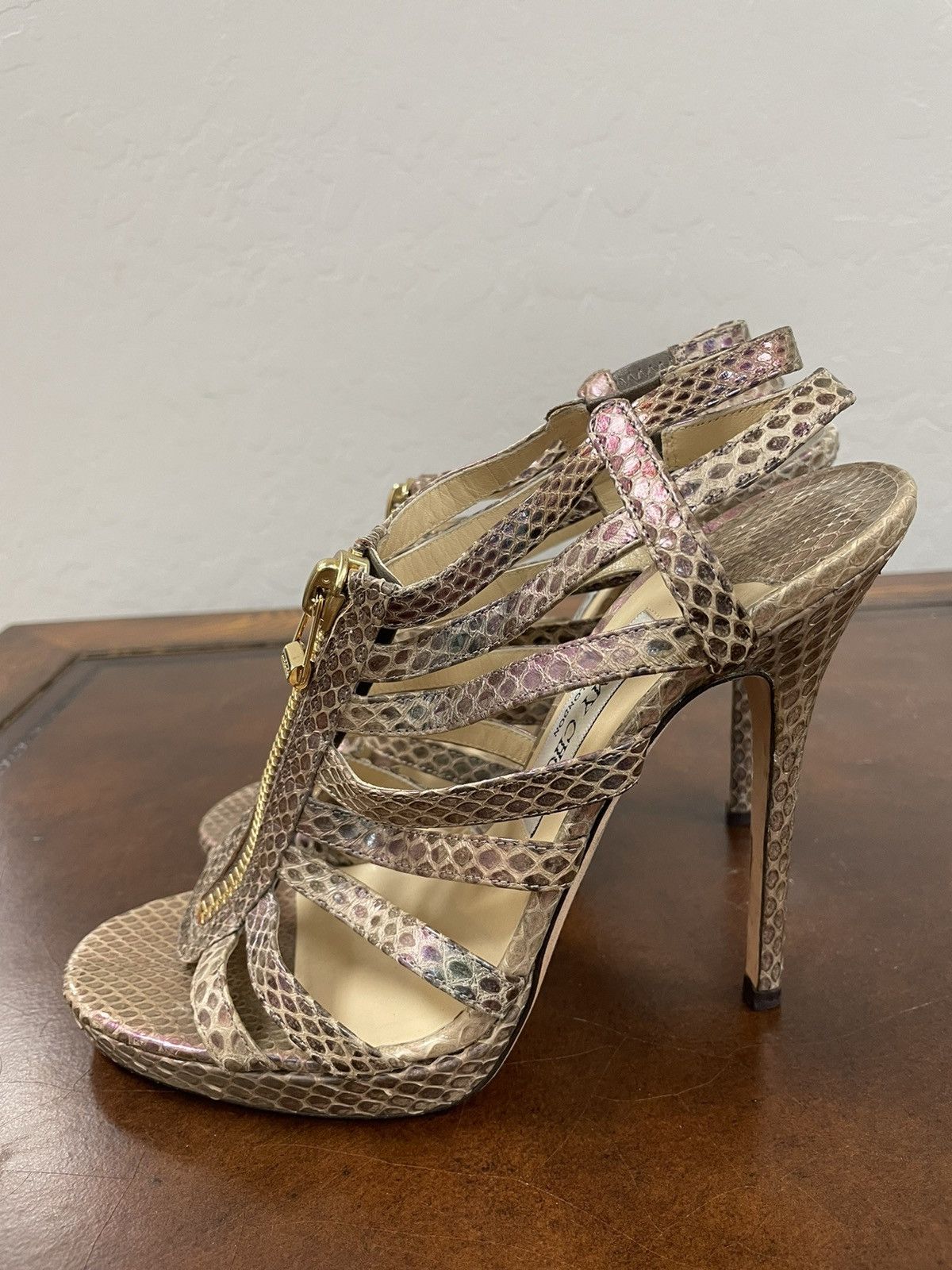Jimmy Choo Glenys Snakeskin Platform Cage Sandal Size US 9 / IT 39 - 5 Thumbnail