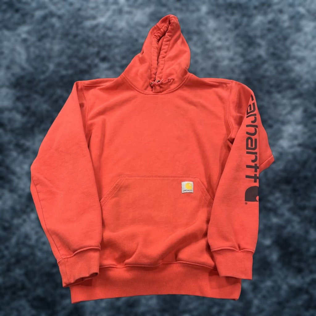 Carhartt Carhartt Hoodie Mens Small Orange Pink Loose Midweight Sweatshirt Workwear K288 Size US S / EU 44-46 / 1 - 1 Thumbnail