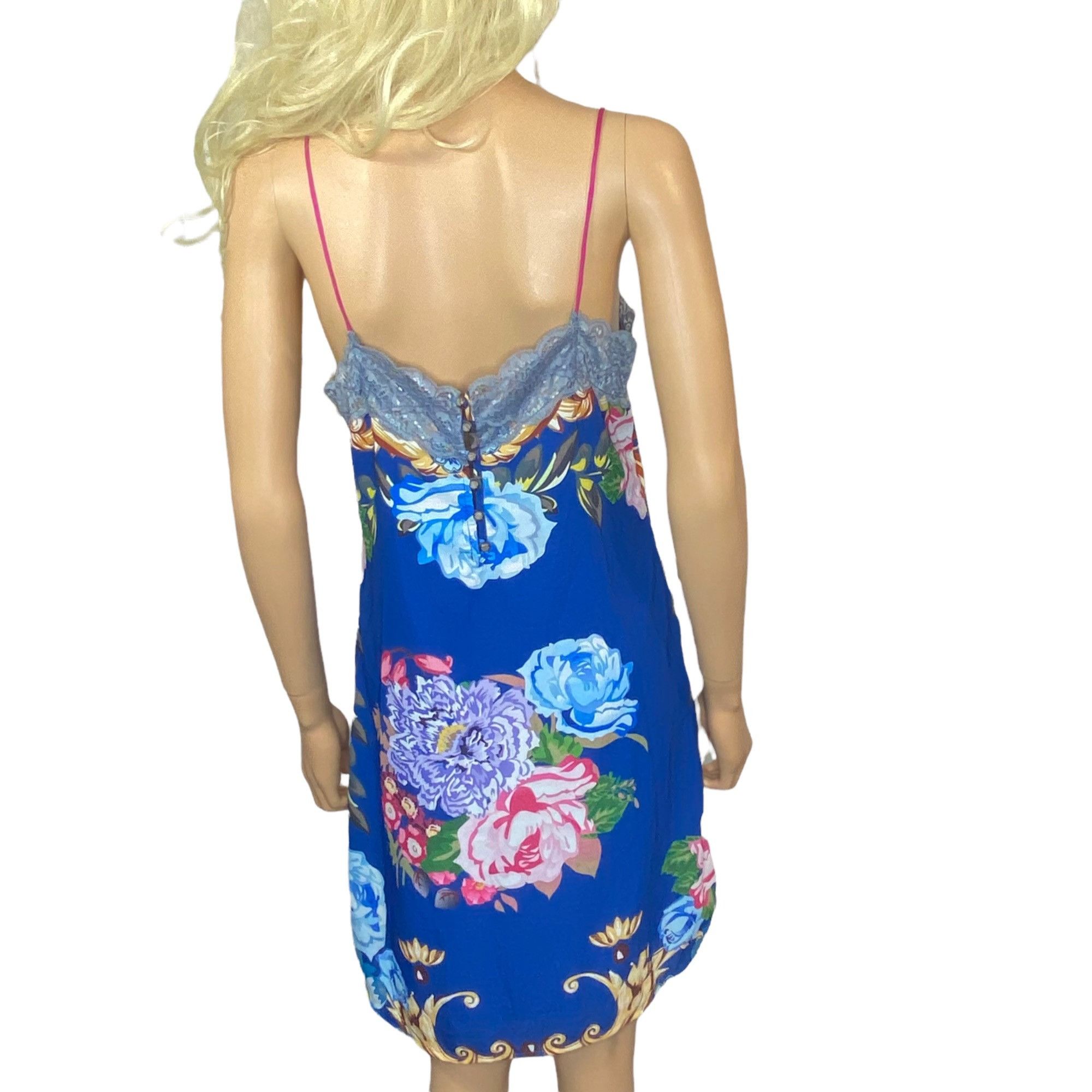 Other Aratta Silent Journey Ines Mini Slip Dress Blue Floral NWOT Size S / US 4 / IT 40 - 2 Thumbnail