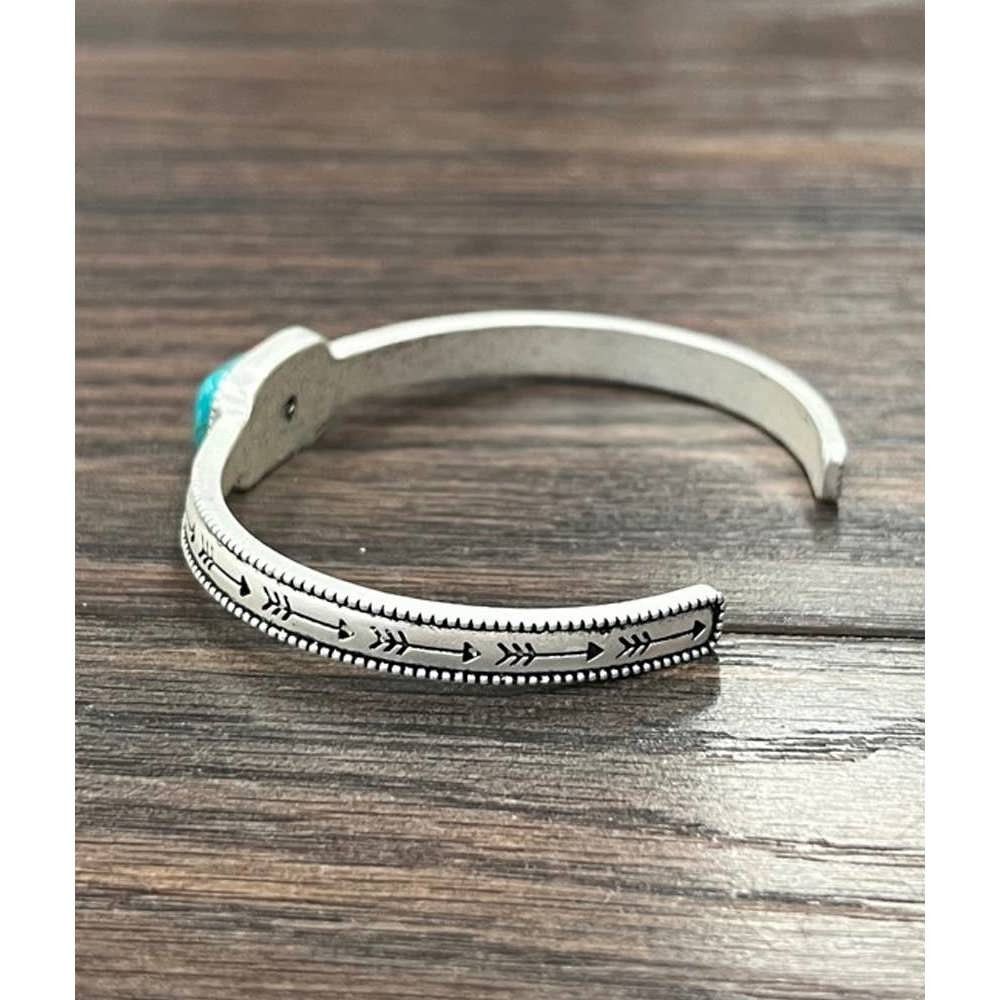 Other Gemstone Cuff Bracelet in Antique Silver Finish, Southwester Size ONE SIZE - 6 Thumbnail