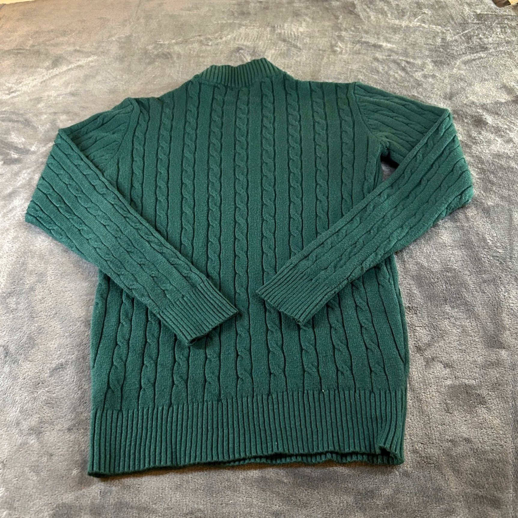 Vintage COOFANDY Cable Knit Quarter Zip Pullover Sweater Green Mens Medium Size US M / EU 48-50 / 2 - 3 Thumbnail