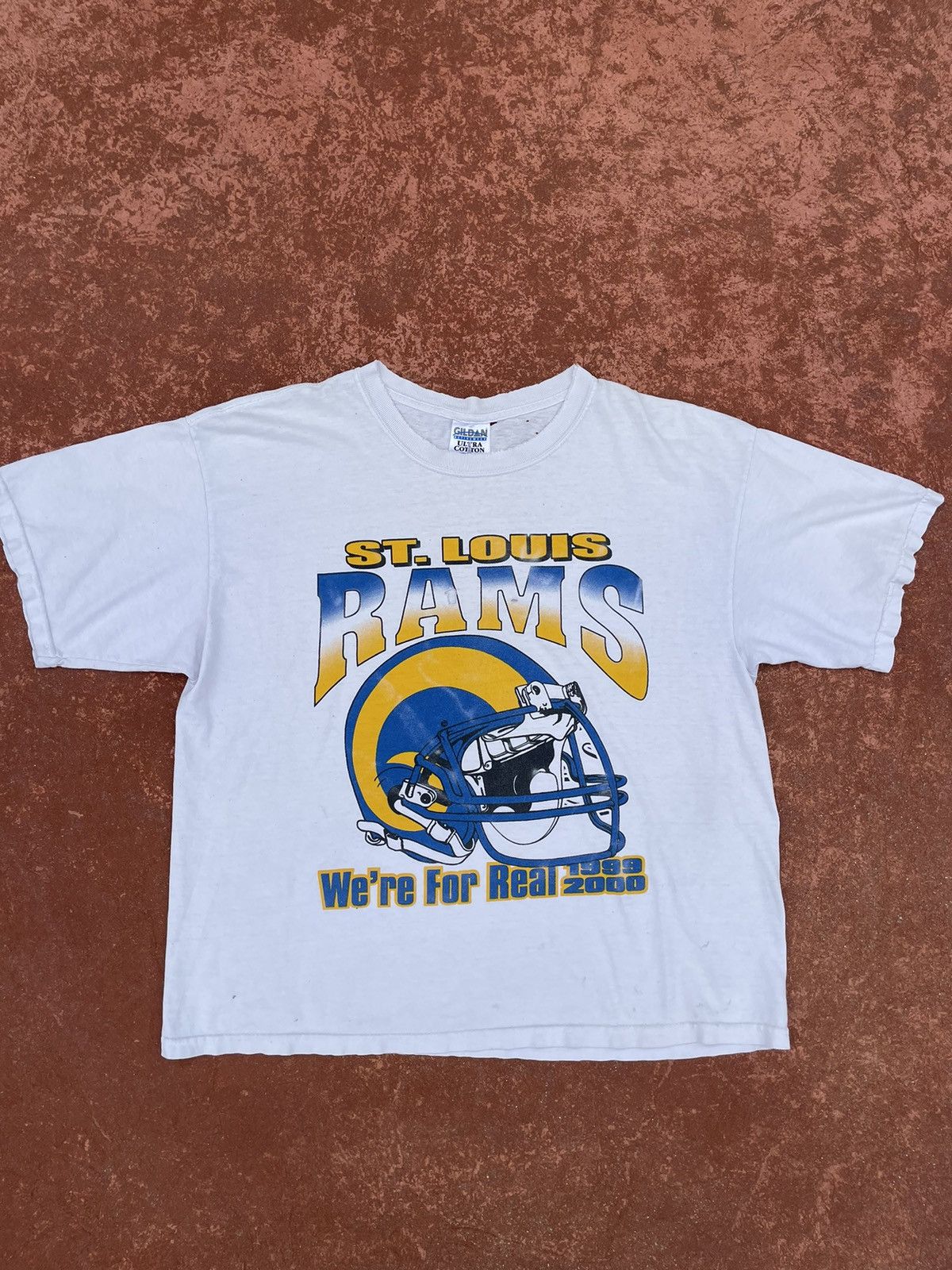 NFL Vintage 90s Faded Distressed St Louis Rams NFL Boxy Rap Tee Size US XL / EU 56 / 4 - 1 Thumbnail