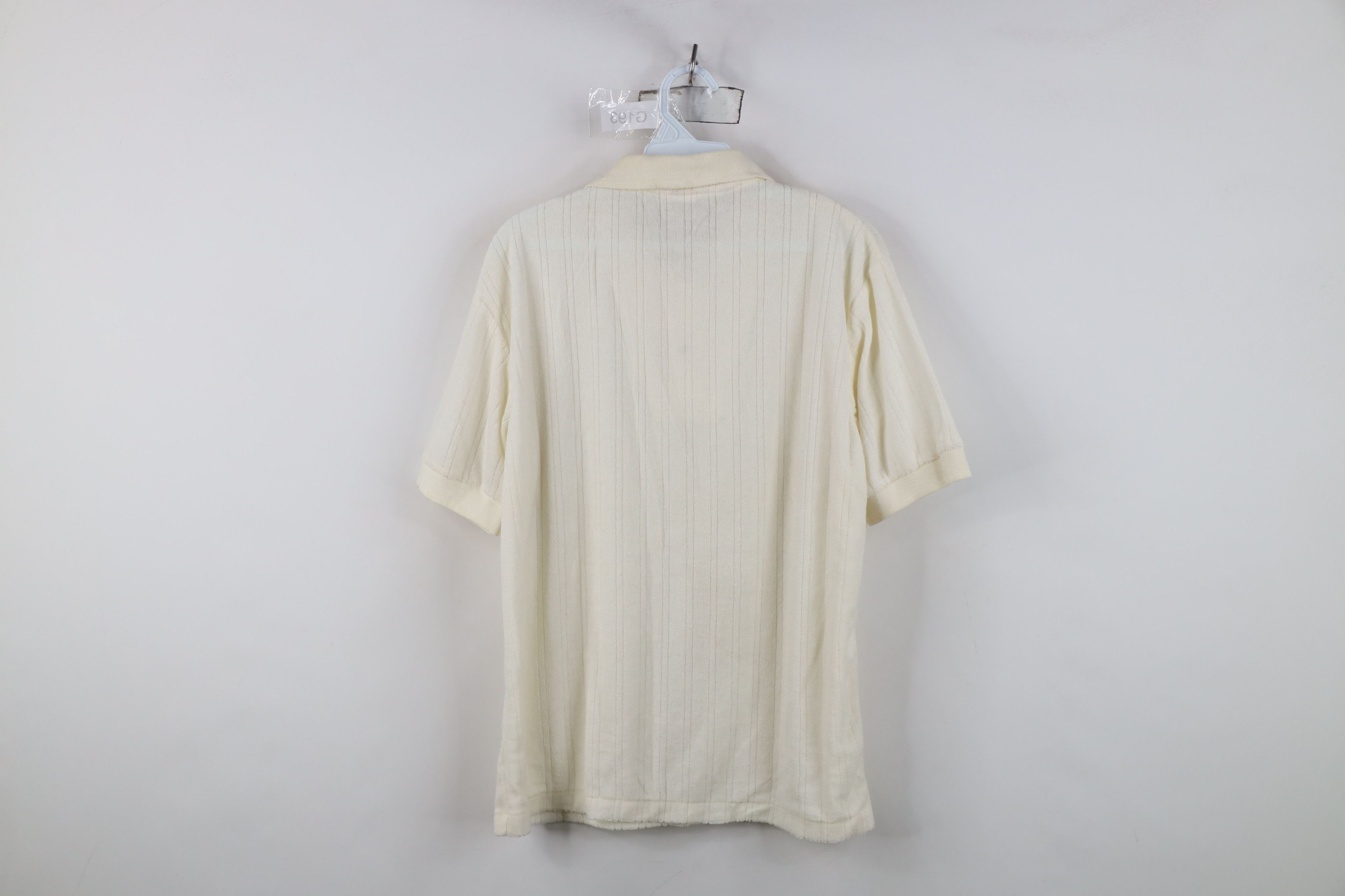 Vintage Vintage 70s Streetwear Terry Cloth Collared Polo Shirt Cream Size US L / EU 52-54 / 3 - 9 Thumbnail
