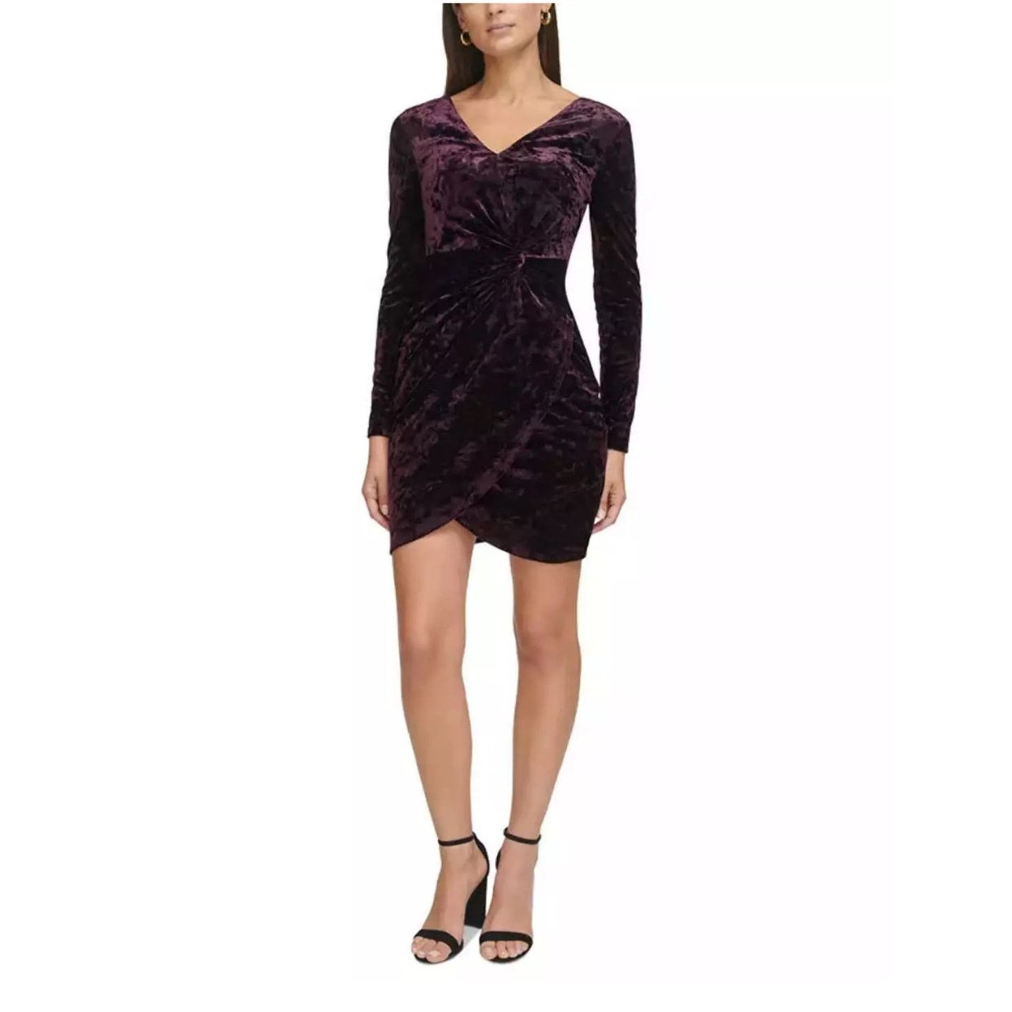 Guess purple crushed velvet long sleeve dress NWT - www.bongoclub.cl
