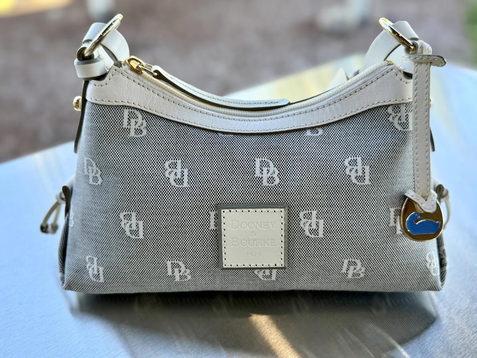 Dooney & Bourke Dooney & Bourke White Leather/Canvas HoboBag Matching Wallet Size ONE SIZE - 5 Thumbnail