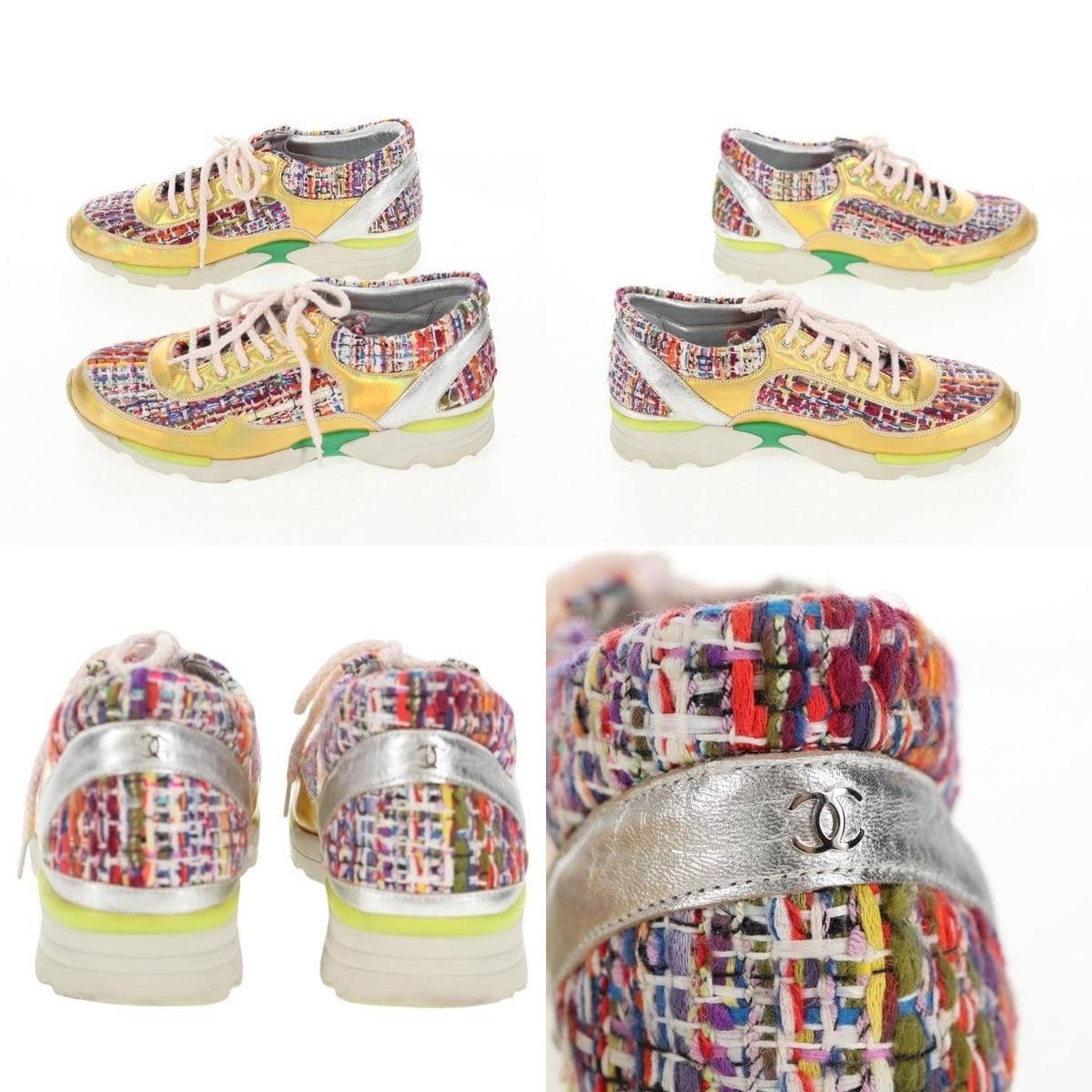 Chanel Chanel Sneakers Tweed Multicolor CC Size US 8.5 / IT 38.5 - 3 Thumbnail