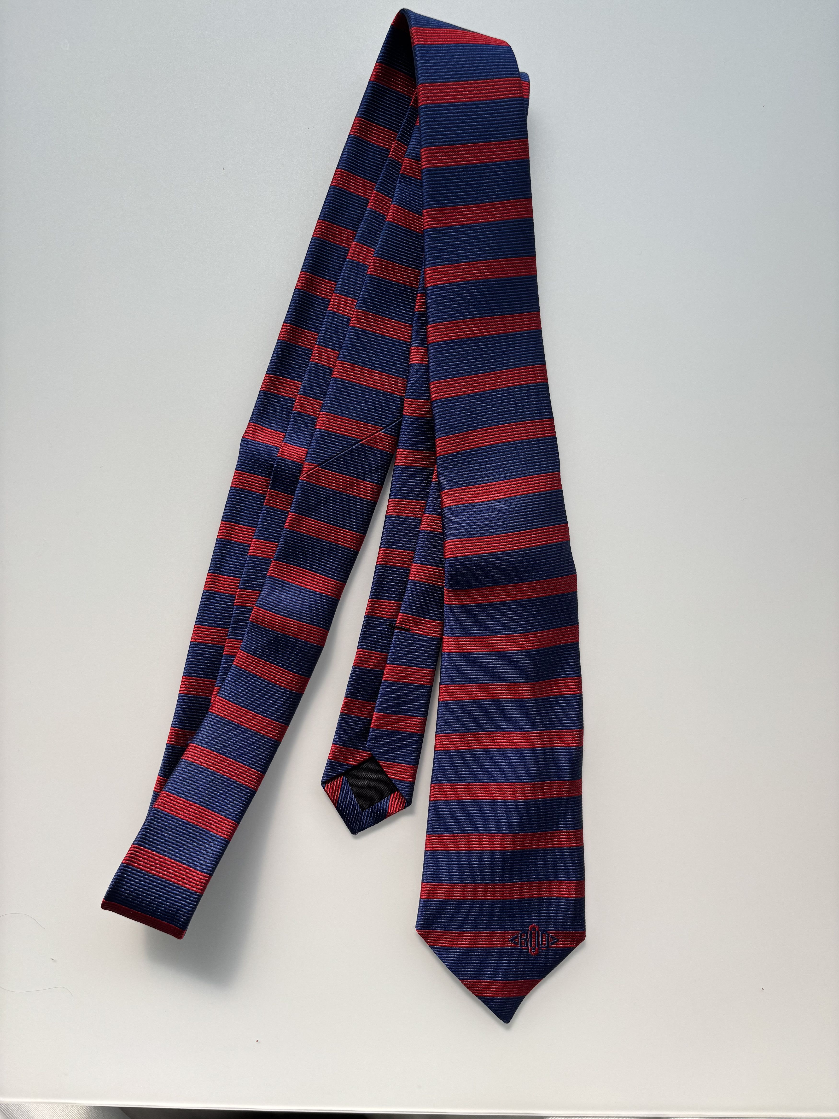 Band Of Outsiders Monogrammed Horizontal Stripe Necktie in Blue/Red Size ONE SIZE - 1 Thumbnail