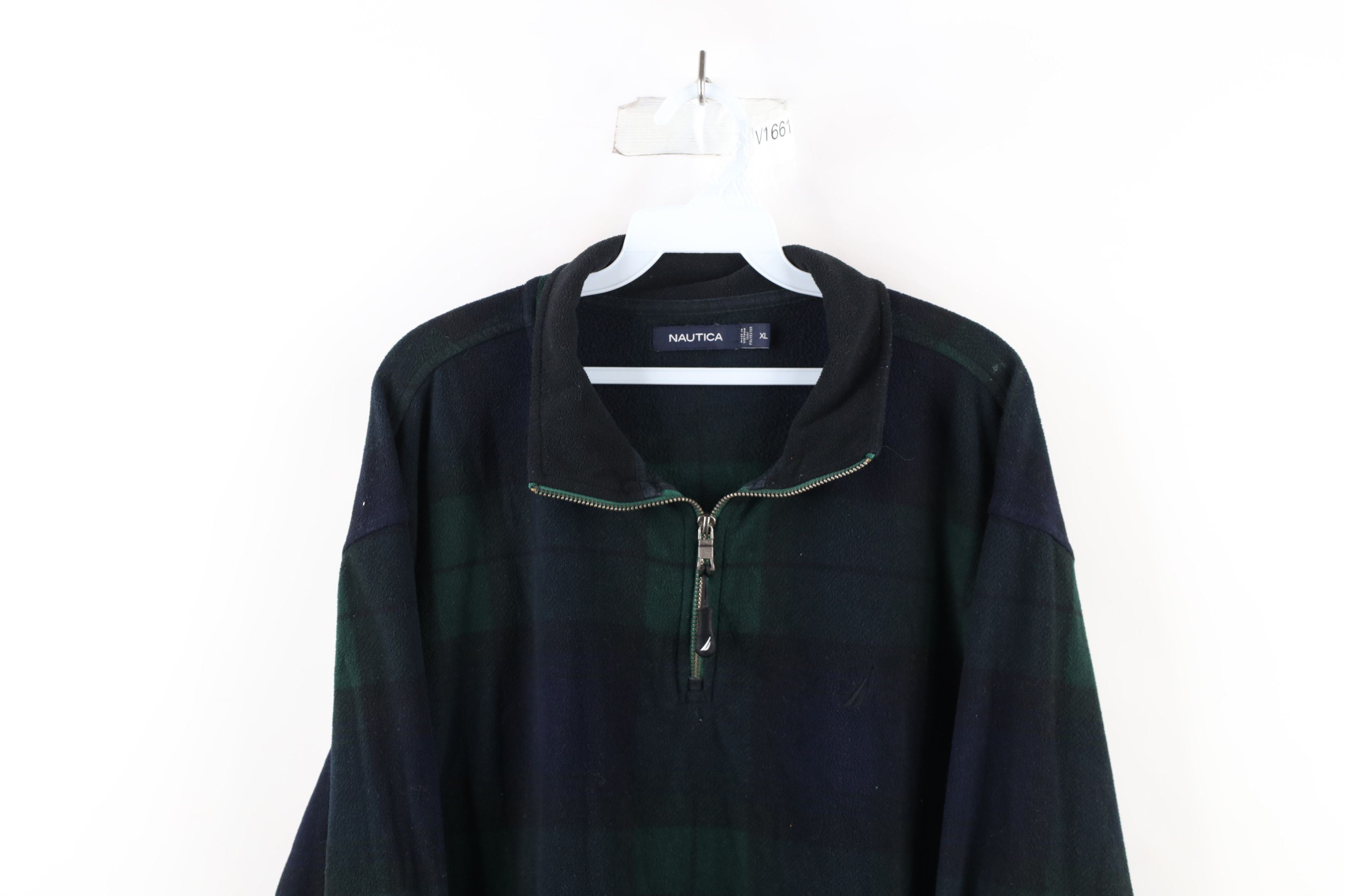 Nautica Vintage 90s Nautica Half Zip Fleece Pullover Sweater Plaid Size US XL / EU 56 / 4 - 2 Thumbnail