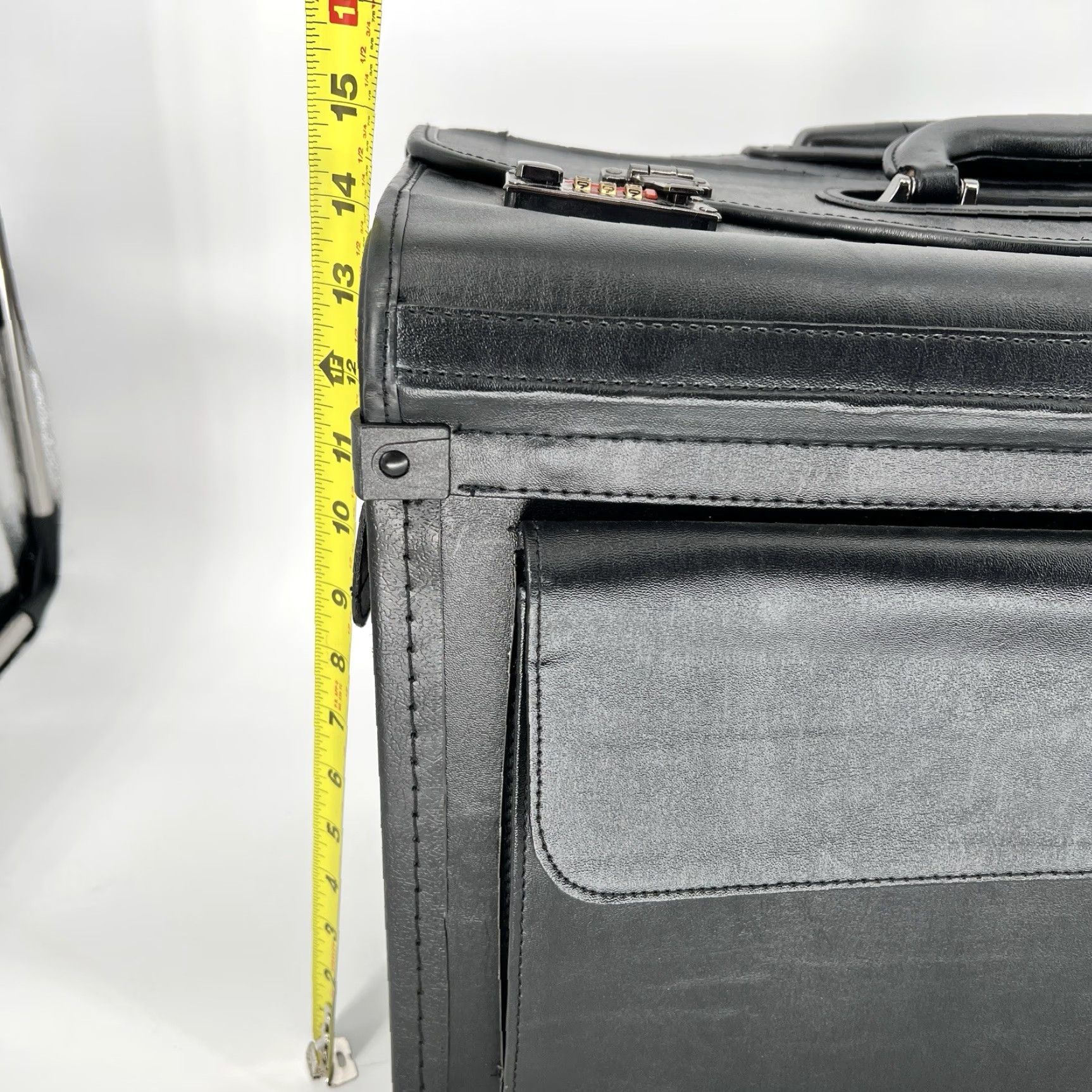 Vintage Alpine Swiss Briefcase 19 in Wheeled Laptop Roller Case Men Leather Black 19 in Solid Leatherette Snap Lightweight Model Roller Laptop Briefcase Mens Size ONE SIZE - 6 Thumbnail