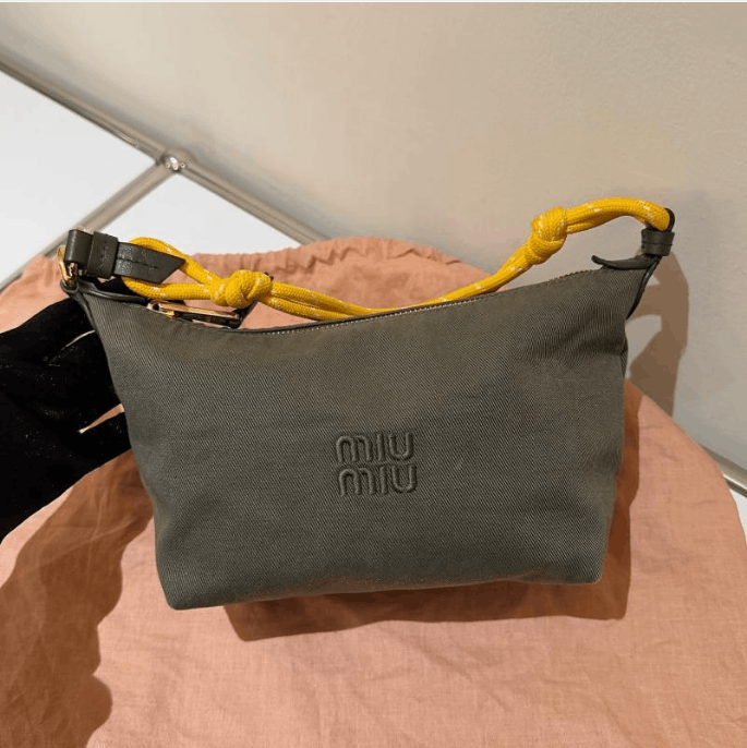 Miu Miu Miu Miu Olive & Yellow Colorblock Fabric Top Handle Bag Size ONE SIZE - 1 Thumbnail