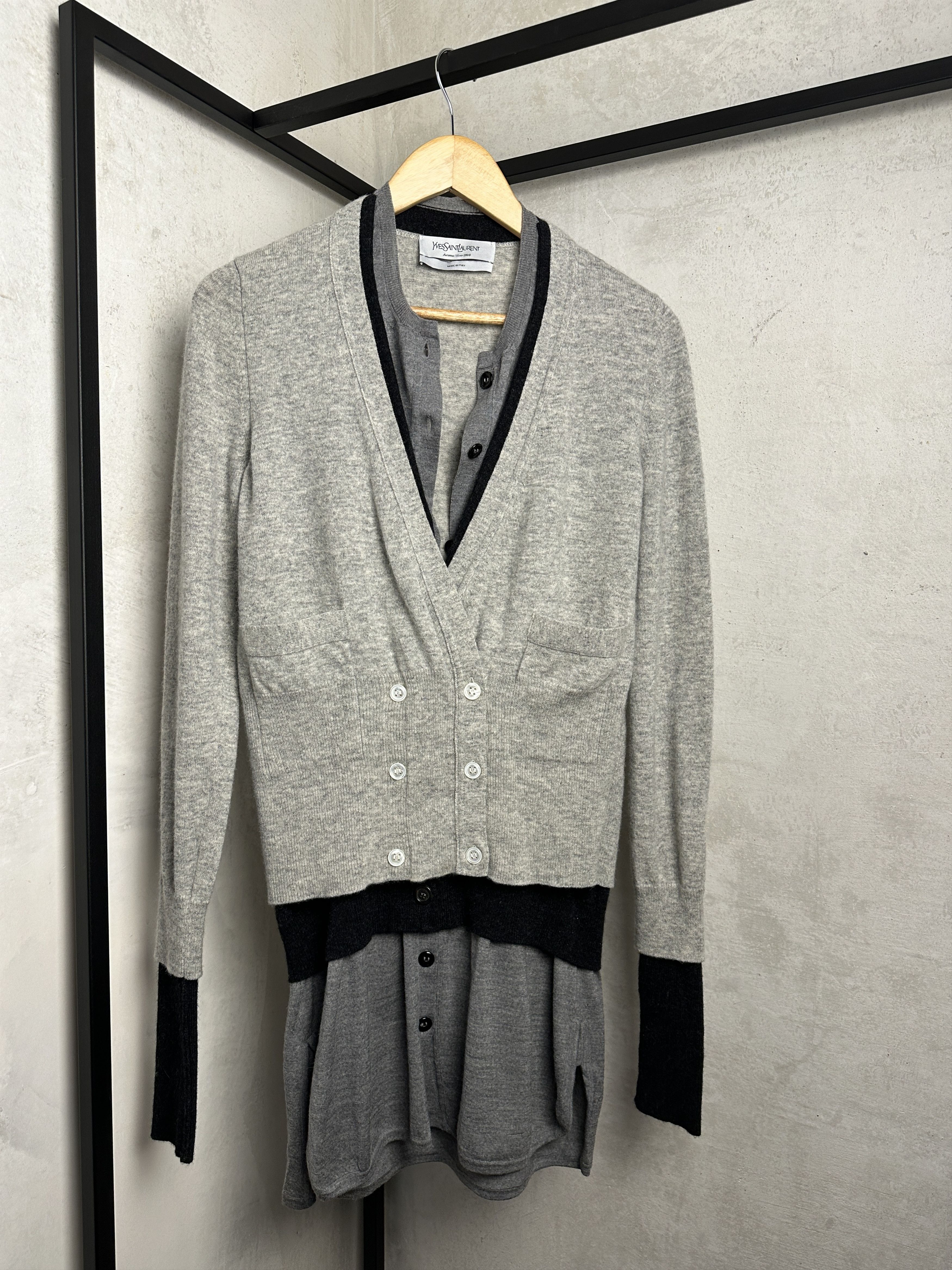 Saint Laurent Paris Yves Saint Laurent Archive FW08 Wool Layered Cardigan Size M / US 6-8 / IT 42-44 - 4 Thumbnail