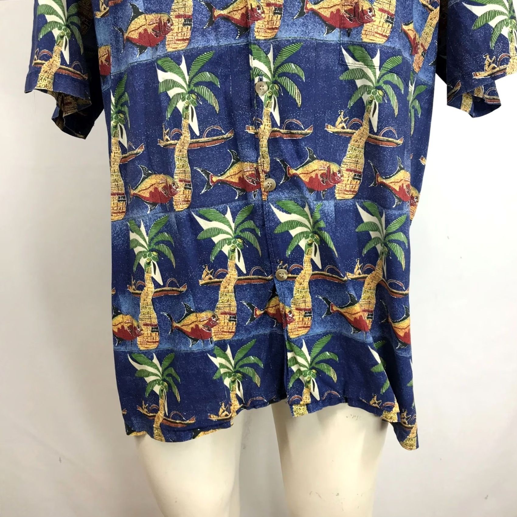 Vintage Kahala Mens XL Blue Hawaiian Shirt Button Collared 100% Cotton Size US XL / EU 56 / 4 - 3 Thumbnail