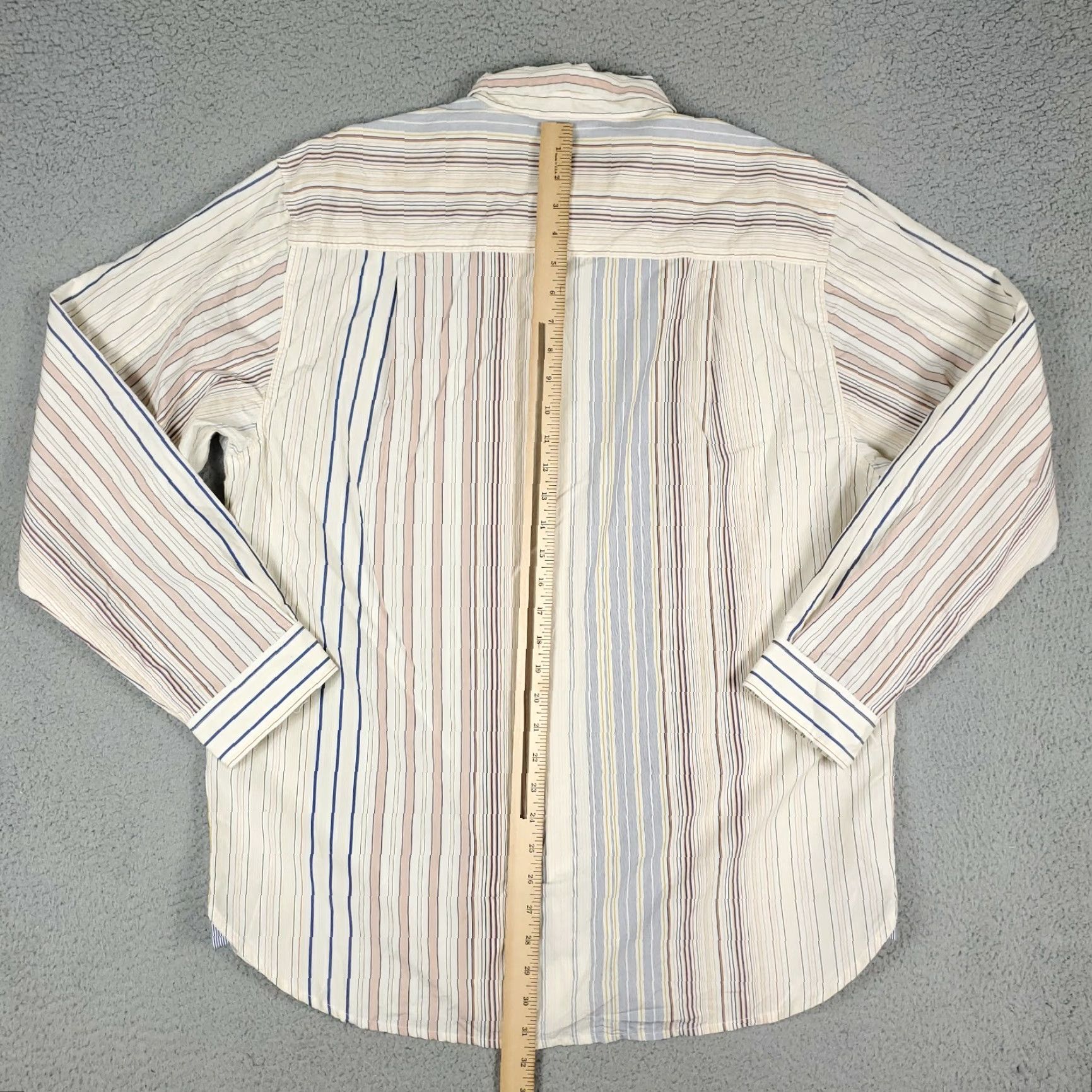 The Territory Ahead Territory Ahead Beige Striped Dress Shirt Mens L Button Up Long Sleeve 100% Cotton Casual/Business, Classic Pattern Size US L / EU 52-54 / 3 - 3 Thumbnail