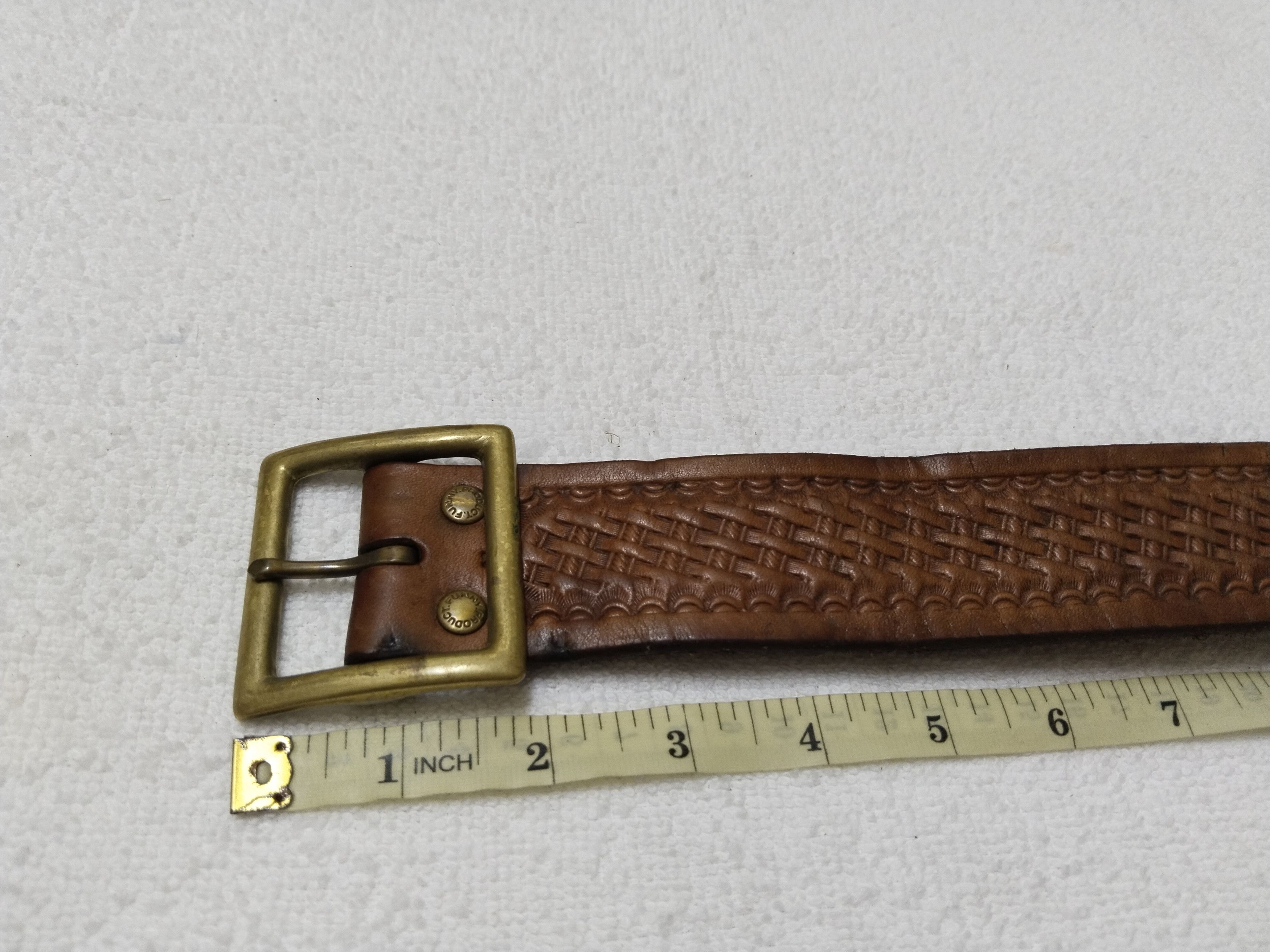 Leather × Vintage Vintage Solid Brass Leather Belt Waist 30-34 Size 34 - 7 Thumbnail