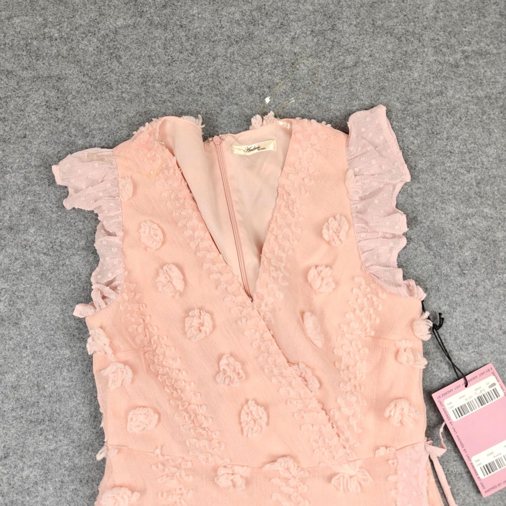 Vintage Andrée Unit Dress Womens Small Medium Pink Polka Dot Wrap Ruffle Sundress Mini Size S / US 4 / IT 40 - 4 Thumbnail