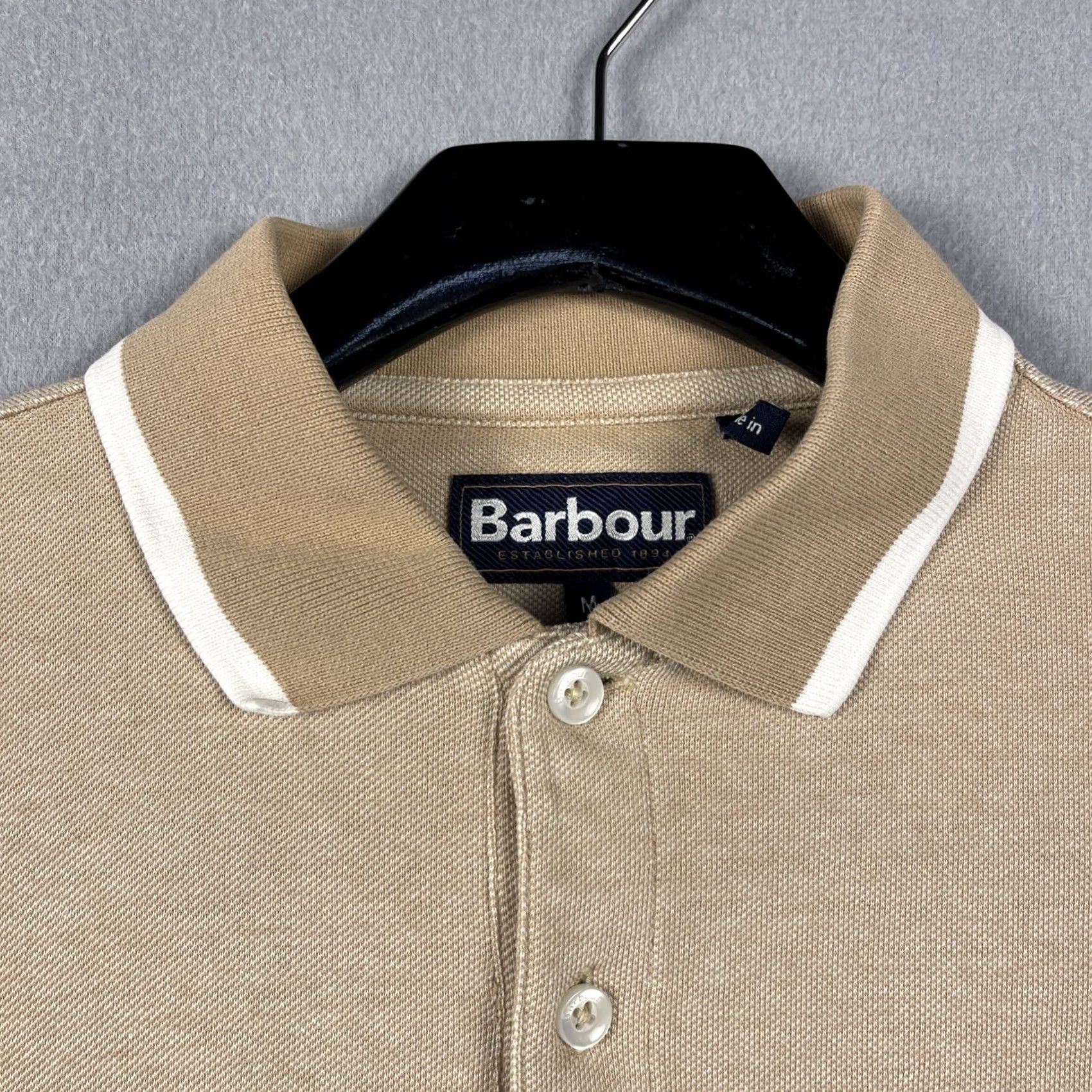 Barbour Barbour Polo Shirt Women Medium Sand Stripe Cotton Short Sleeve Collared Beigepreppy Classic Sports Size M / US 6-8 / IT 42-44 - 2 Thumbnail