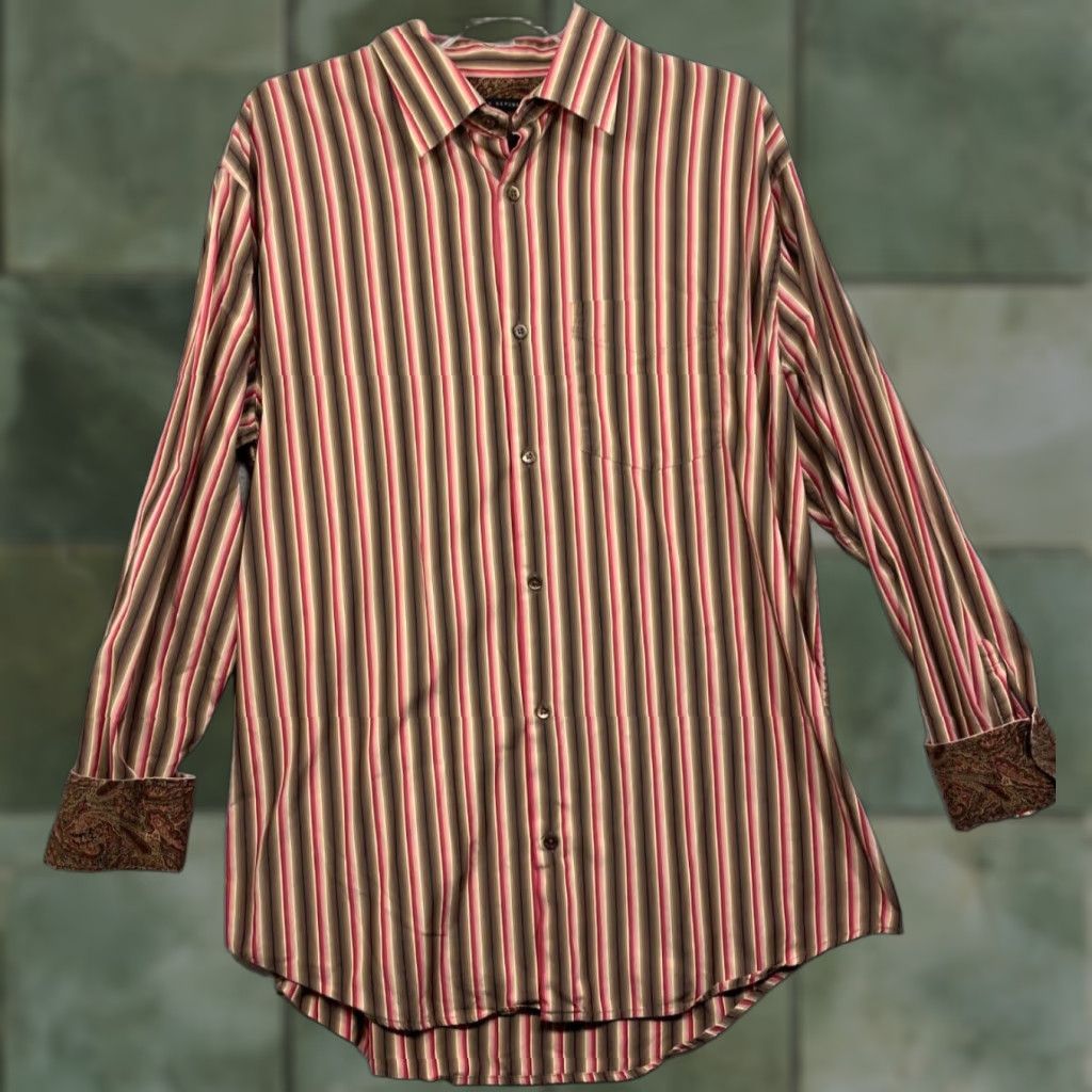 Banana Republic VINTAGE Banana Republic Shirt Mens Large Button Up Vertical Stripe Long Sleeve Size US L / EU 52-54 / 3 - 1 Thumbnail