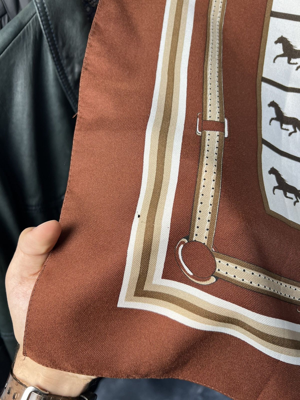 Vintage Vintage Italian Silk Scarf Horse Equestrian Print 76cm Size ONE SIZE - 5 Thumbnail