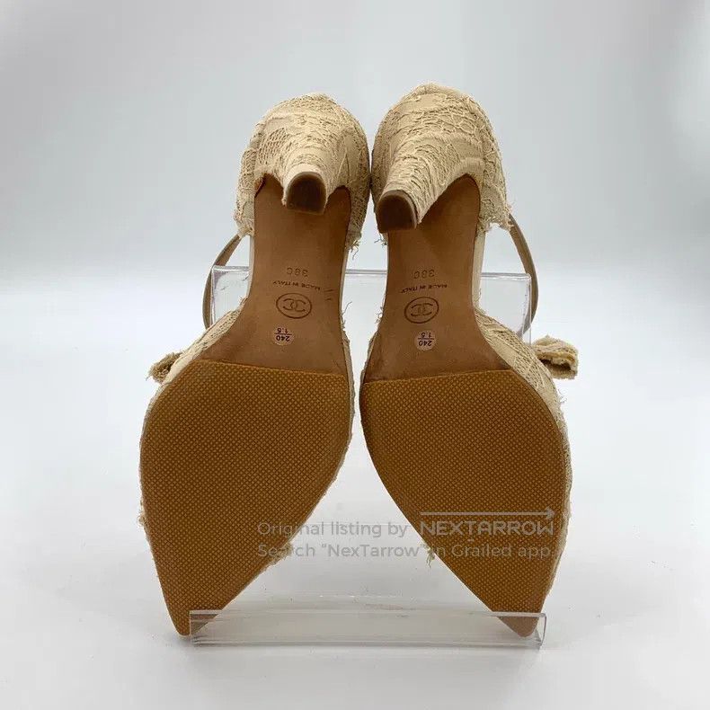 Chanel Chanel Light brown pointed bow one-character buckle thin h Size US 7.5 / IT 37.5 - 5 Thumbnail