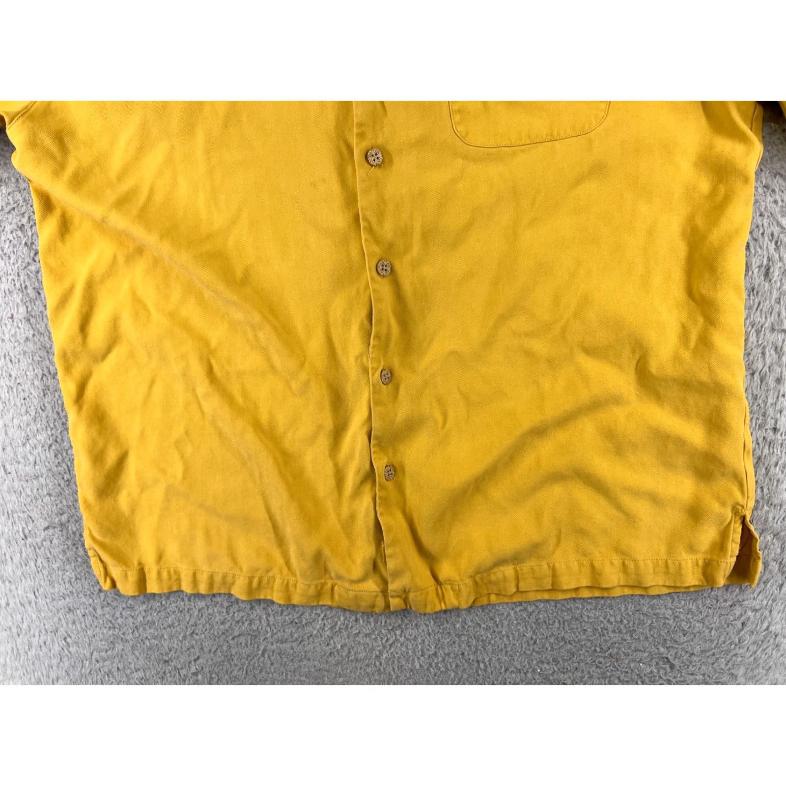 Tommy Bahama Tommy Bahama Shirt Men Extra Large Yellow Herringbone 100% Silk Hawaiian Button Mens Size US XL / EU 56 / 4 - 5 Thumbnail