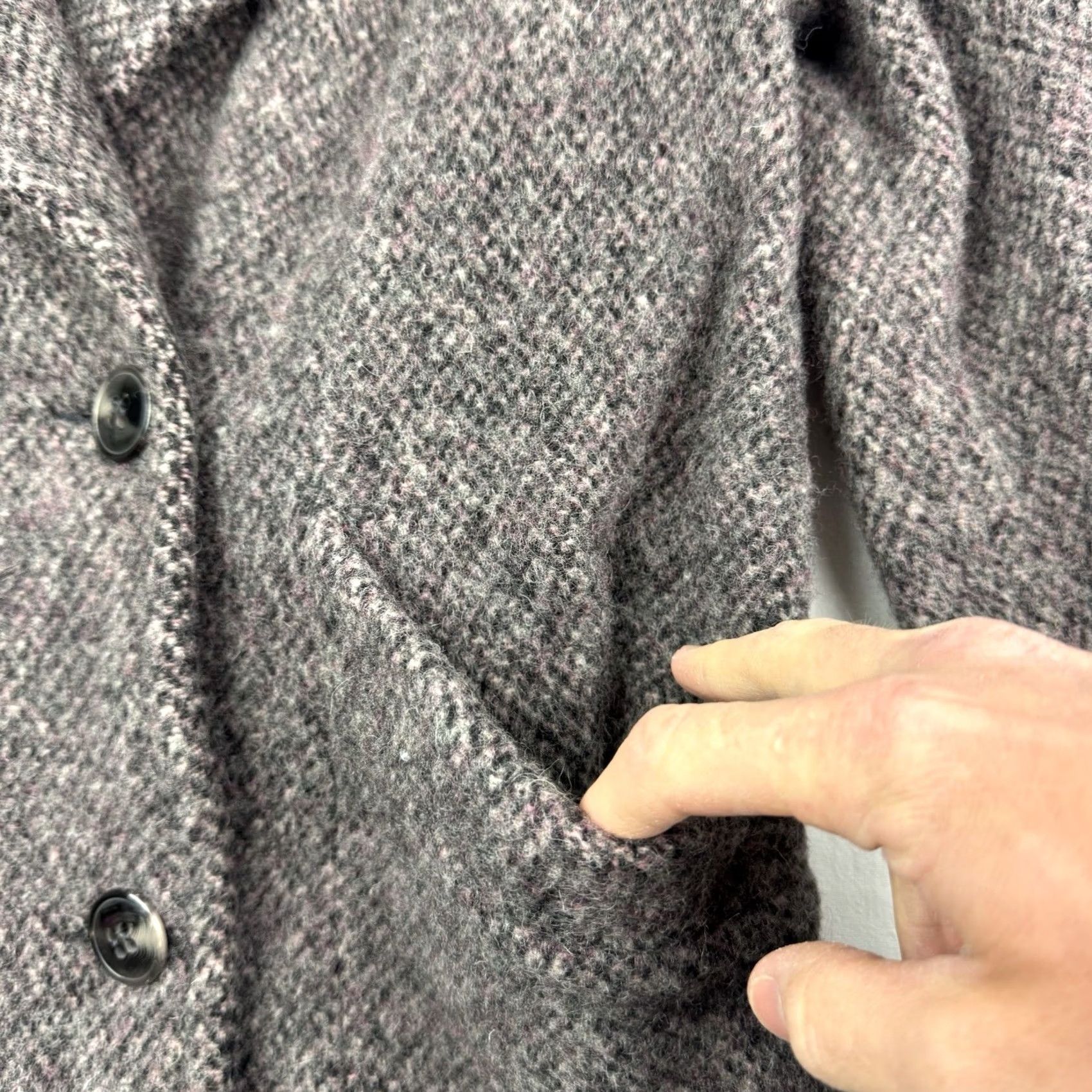 Vintage VINTAGE Herman Kay Coat Womens Large Button Up Shawl Collar 80s Wool Gray Size L / US 10 / IT 46 - 6 Thumbnail