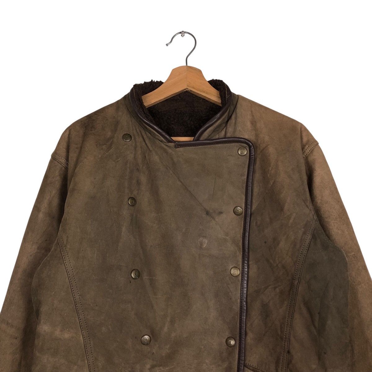 Japanese Brand 📌 Biker Leather Jacket Double Collar Shearling Issey Miyake Size US M / EU 48-50 / 2 - 4 Thumbnail