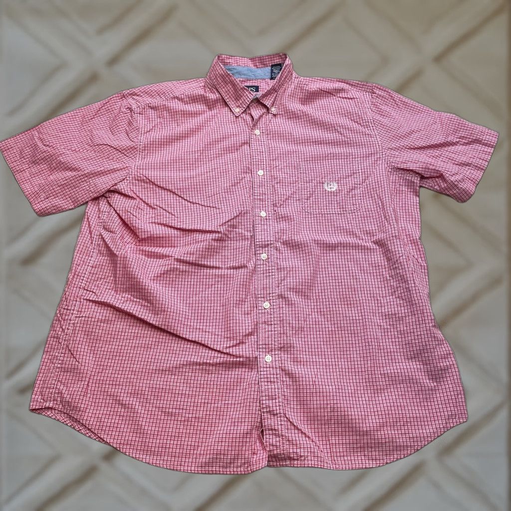 Chaps Chaps Shirt Short Sleeve Button-Up Mens 2XL Red Check Easy Care Collared Top Size US XXL / EU 58 / 5 - 1 Thumbnail