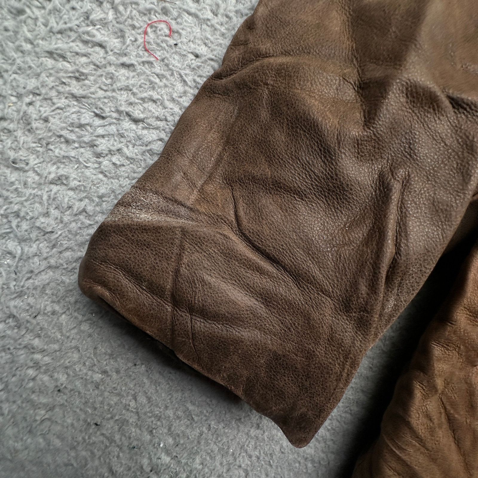 Dockers Vintage Dockers Brown Distressed Leather Coat Men XL Trench Size US XL / EU 56 / 4 - 7 Thumbnail
