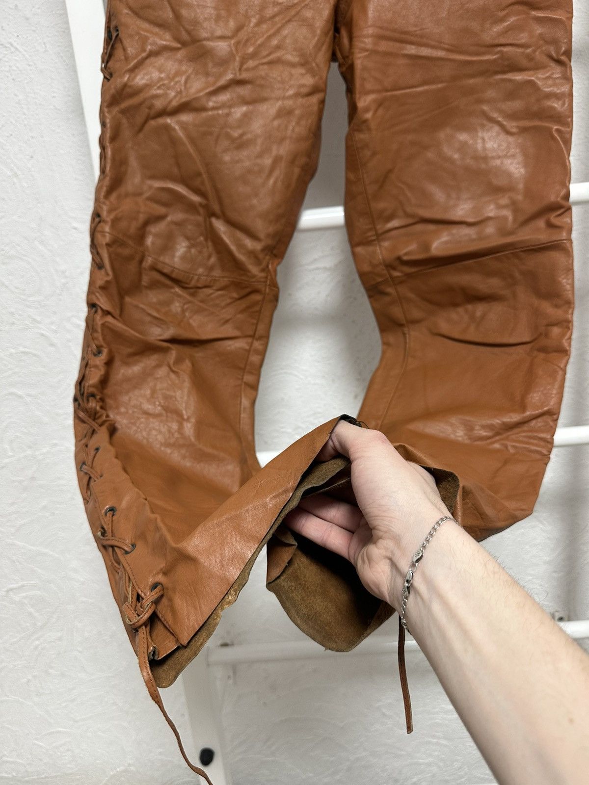 Cowboy Equipment Vintage Cowboy Style Leather Pants Men’s S – Genuine Leather Size US 30 / EU 46 - 4 Thumbnail