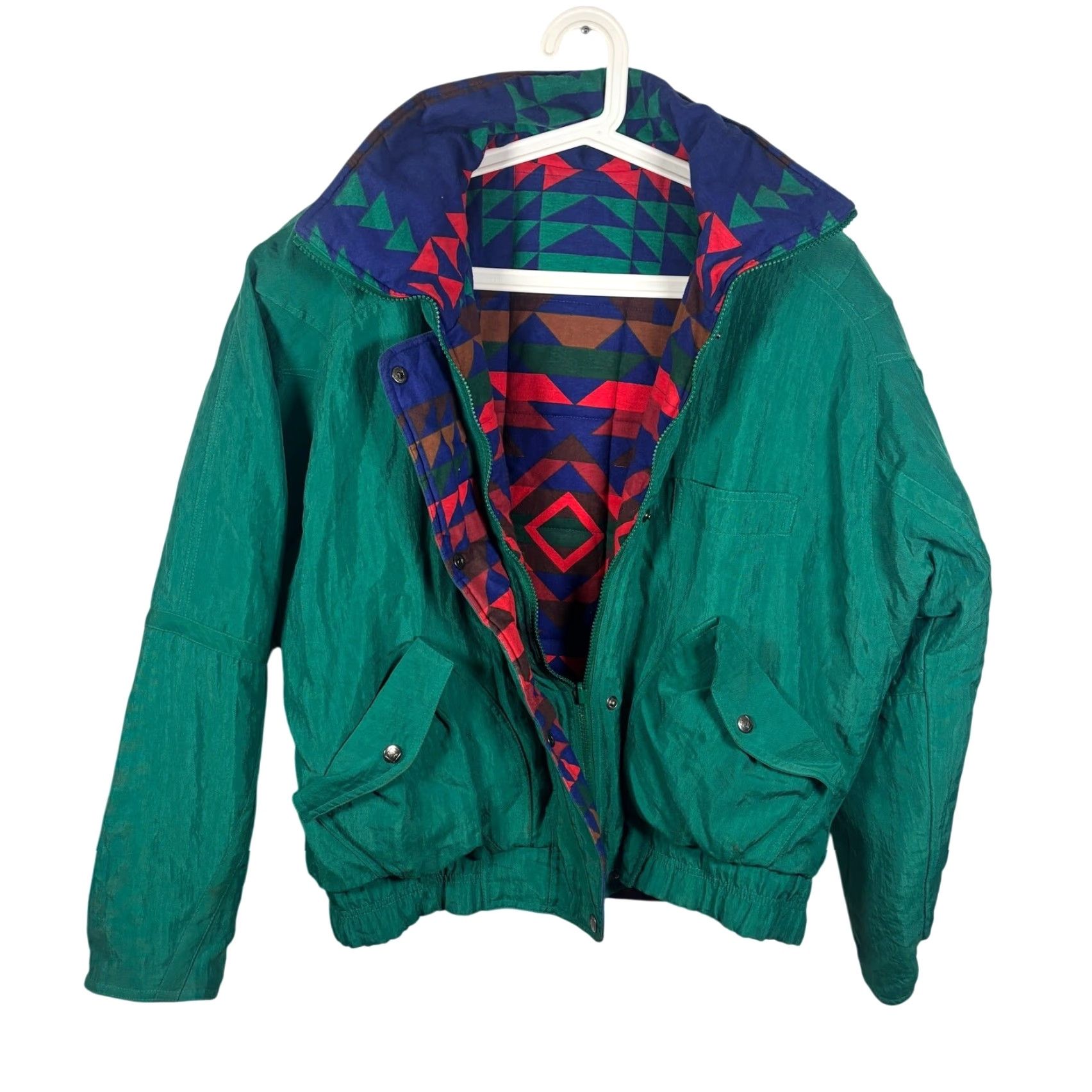 Vintage VINTAGE Andy Johns Jacket Mens M Blue Green Reversible Southwestern Puffer Jacket Size US M / EU 48-50 / 2 - 2 Thumbnail