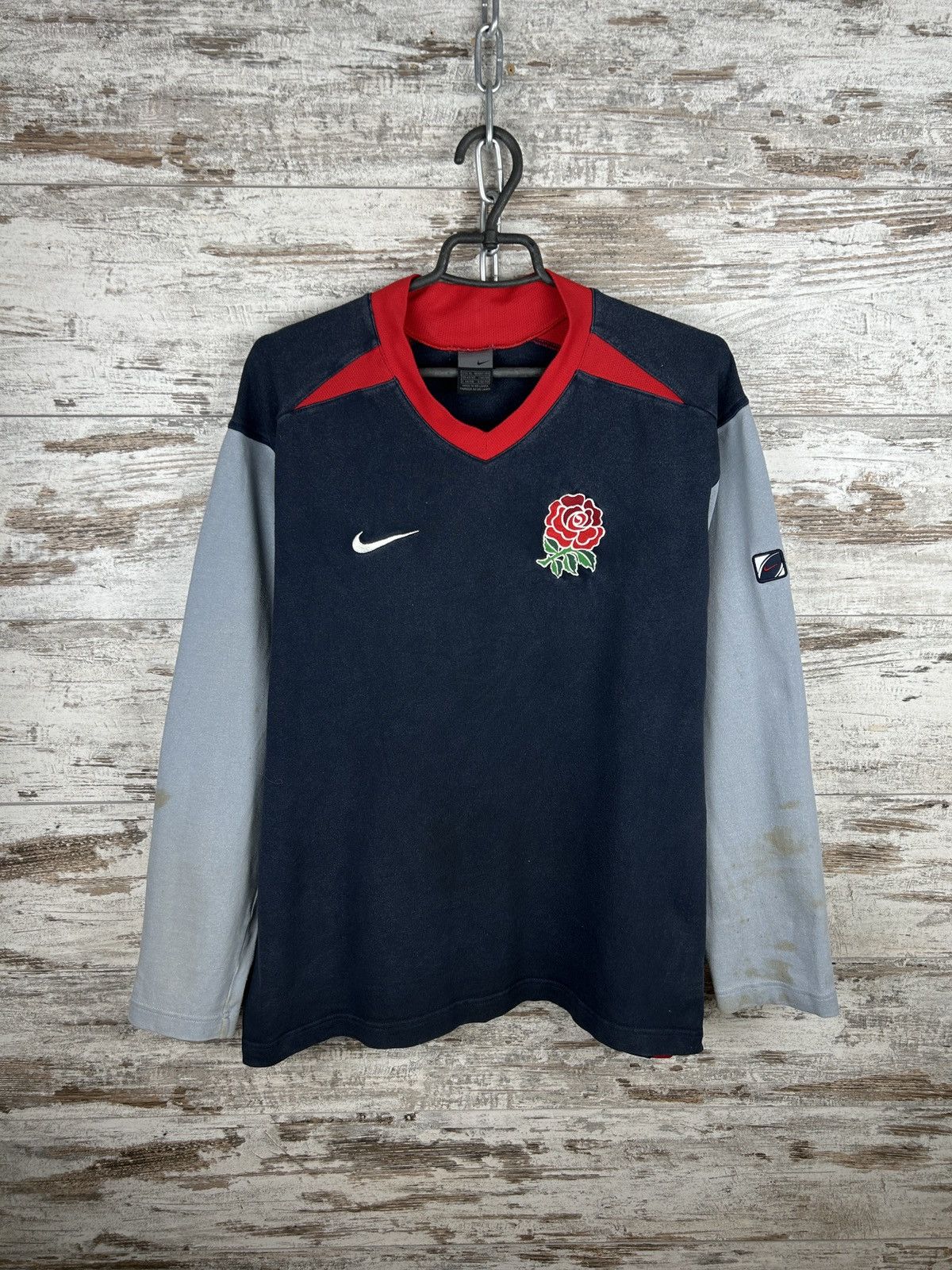 Nike × Vintage Mens Vintage Distressed Nike England Rugby Sweatshirt swoosh Size US XL / EU 56 / 4 - 2 Thumbnail