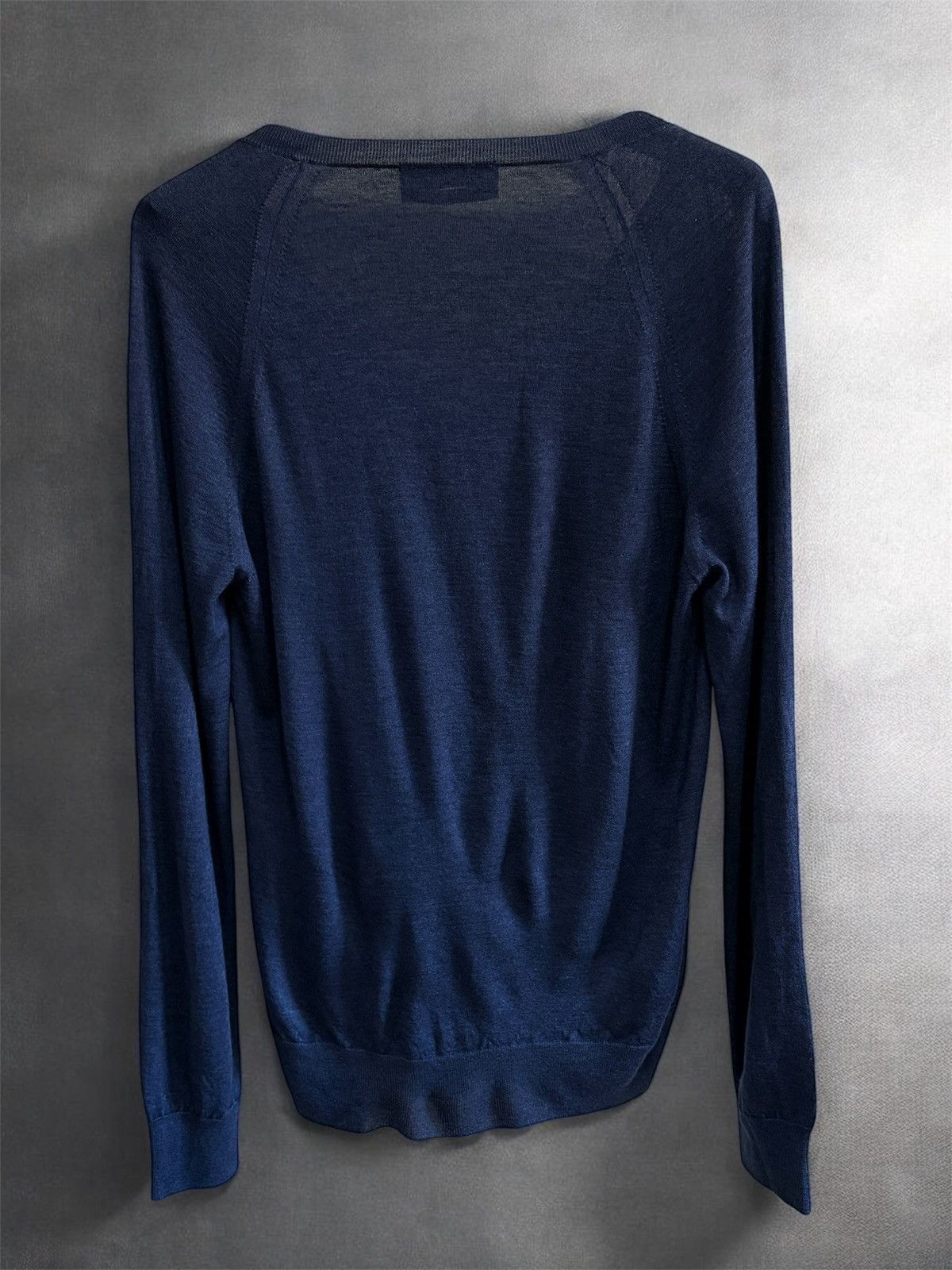 Yves Saint Laurent Yves Saint Laurent YSL Cashmere Silk V-Neck Sweater Navy XL Size US XL / EU 56 / 4 - 2 Thumbnail