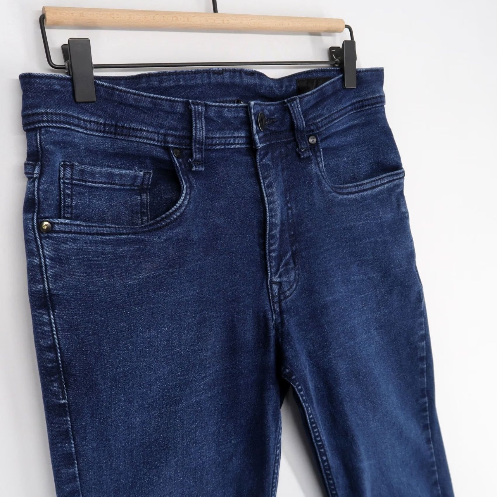 Denime The Perfect Jean Slim Thick Jeans Mens 30x28 Blue Mid Rise Stretch Denim Dark Jeans Size US 30 / EU 46 - 2 Thumbnail