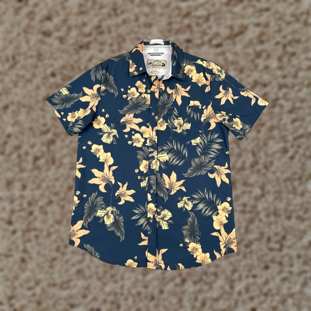 Lapointe Seapointe Shirt Men Medium Blue Yellow Floral Button-Up Hawaiian Size US M / EU 48-50 / 2 - 1 Thumbnail