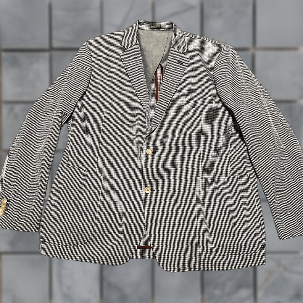 Johnston & Murphy Johnston Murphy Blazer Mens XXL Blue Seersucker Sports Coat Jacket Check (Regular) Men Size 48R - 1 Thumbnail