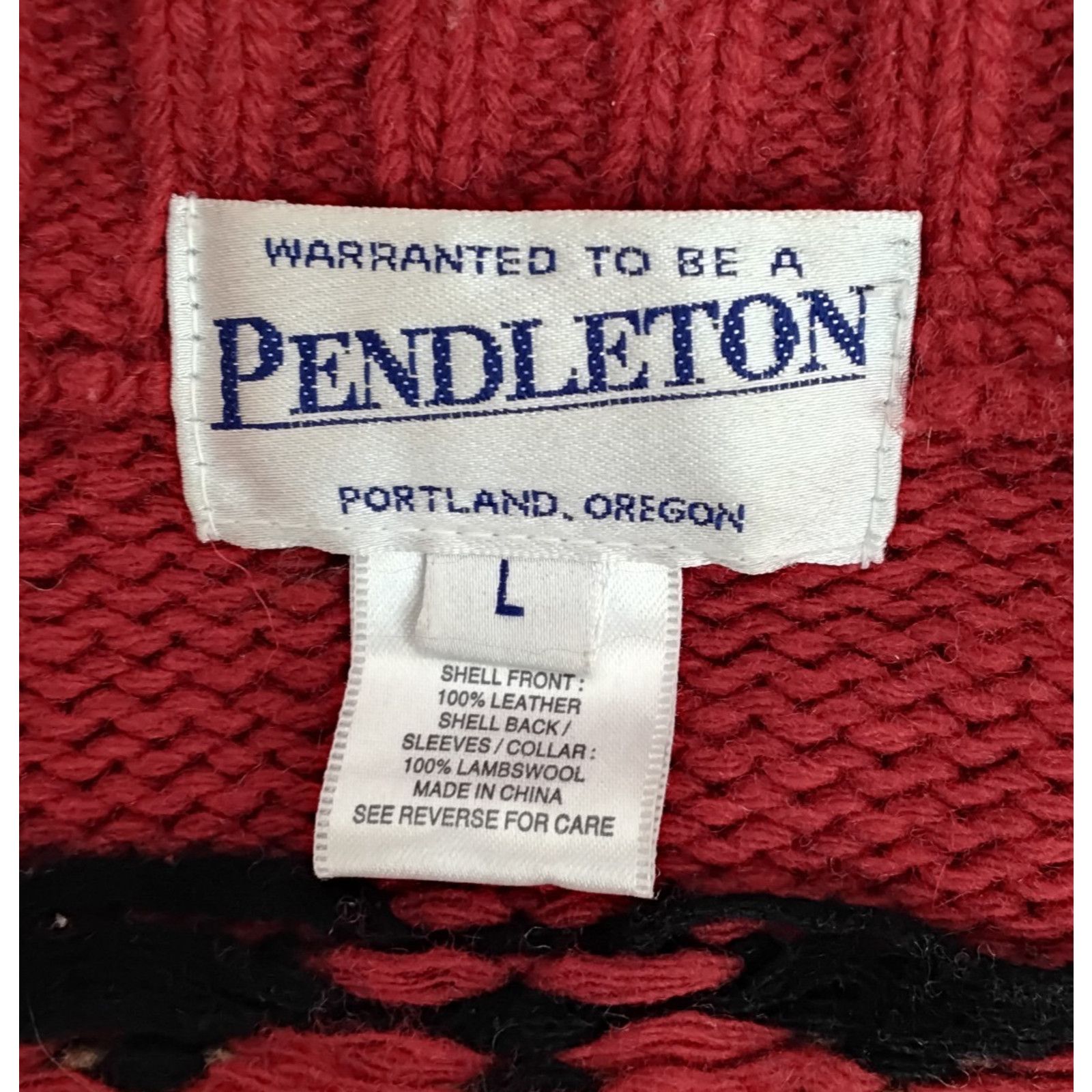 Pendleton Pendleton Lambswool Sweater Women's L Red w/ Black Leather Size L / US 10 / IT 46 - 9 Thumbnail