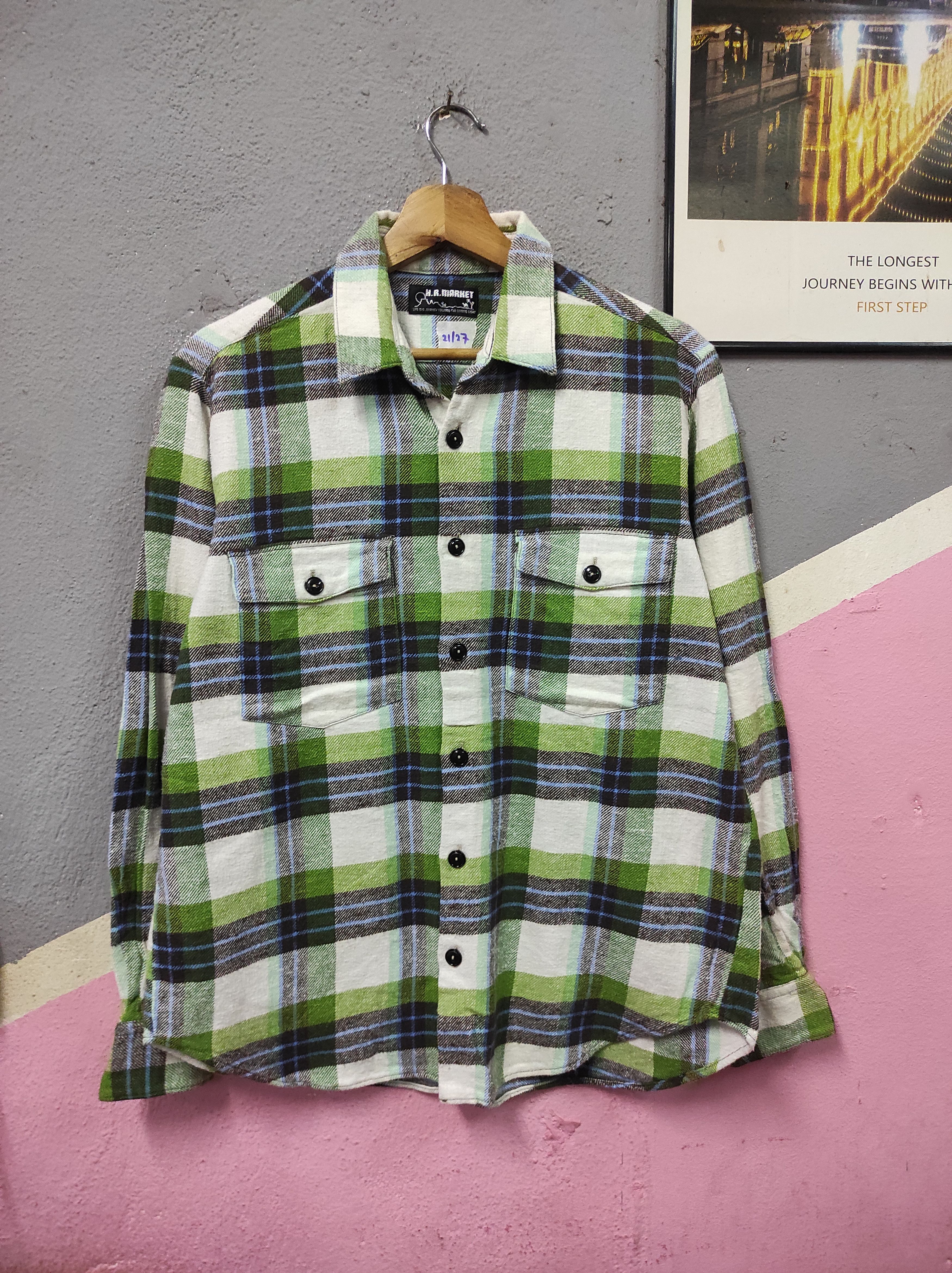 Japanese Brand HR MARKET PLAID FLANNEL SHIRT Size US M / EU 48-50 / 2 - 1 Thumbnail